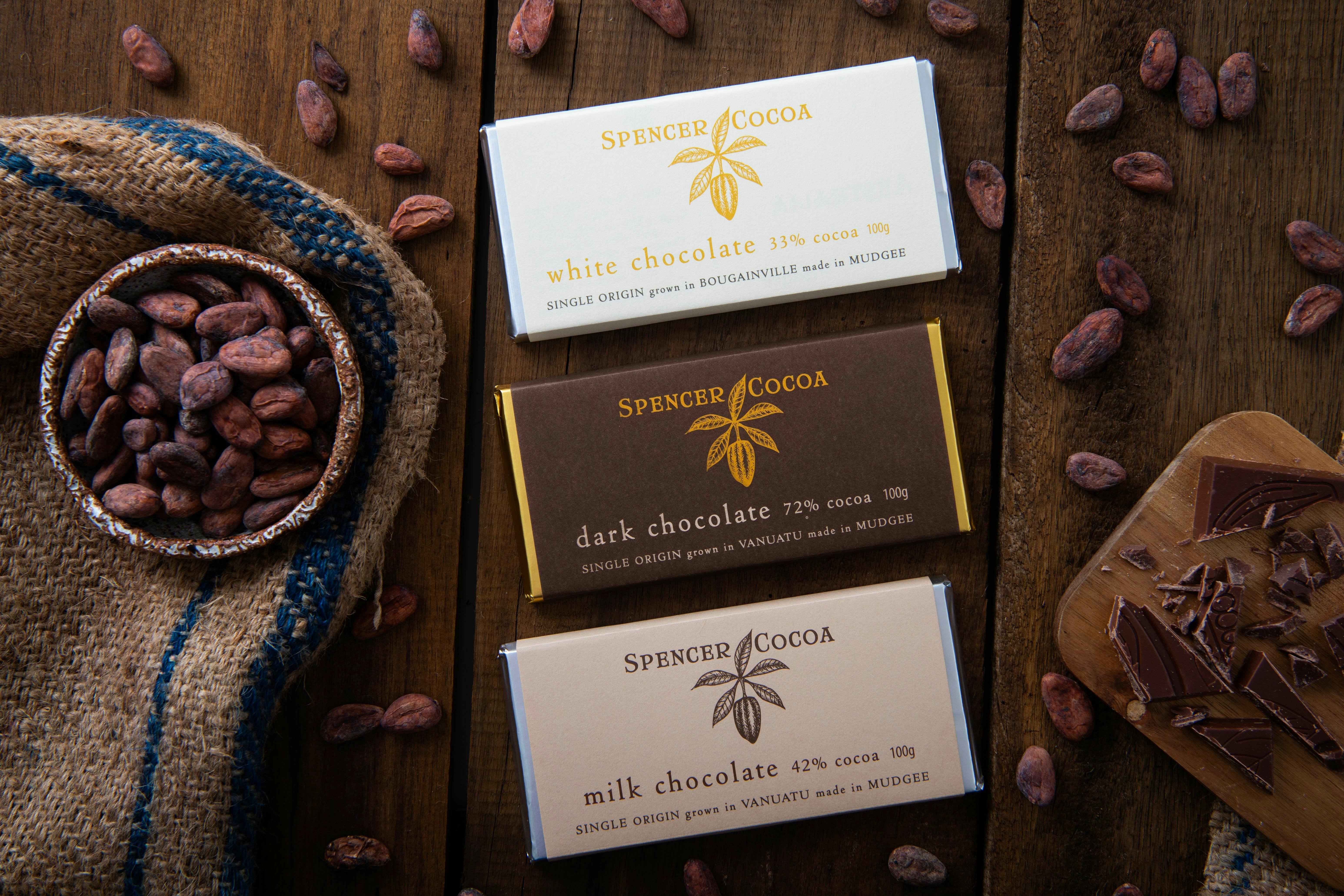 Spencer Cocoa Dark, Milk and White Chocolate