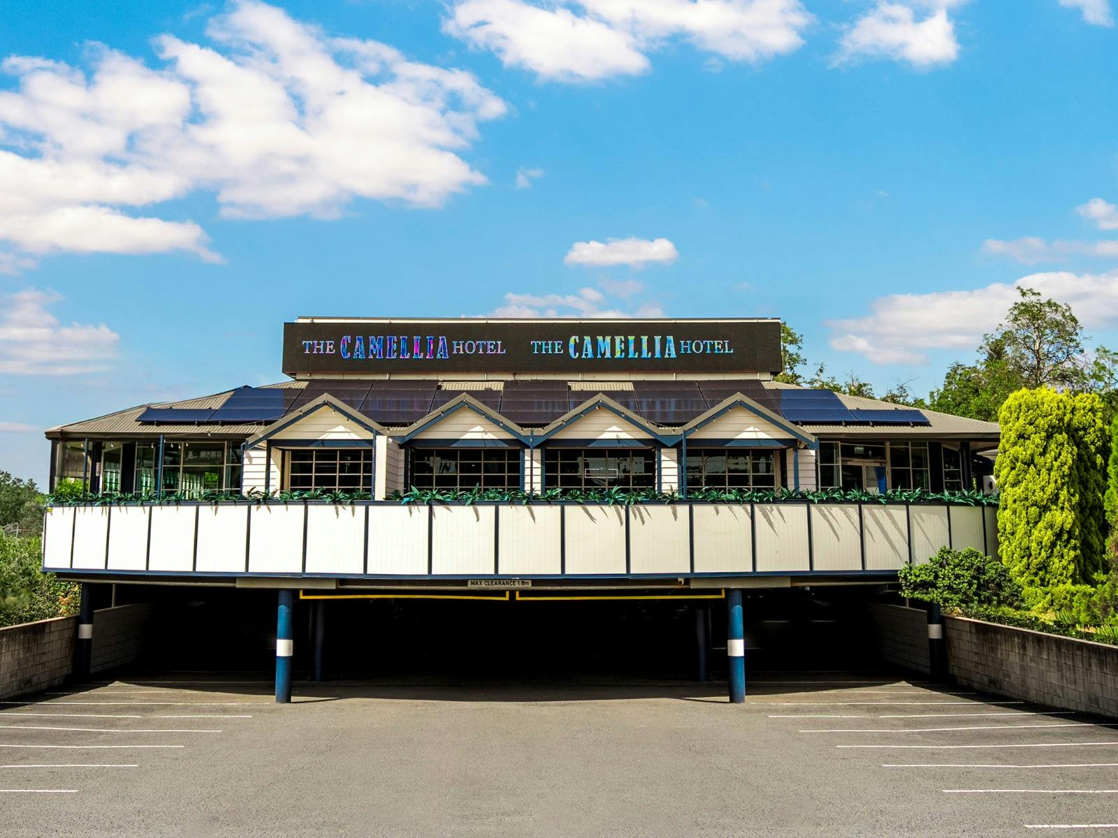 Wide Shot Exterior of Camellia Hotel