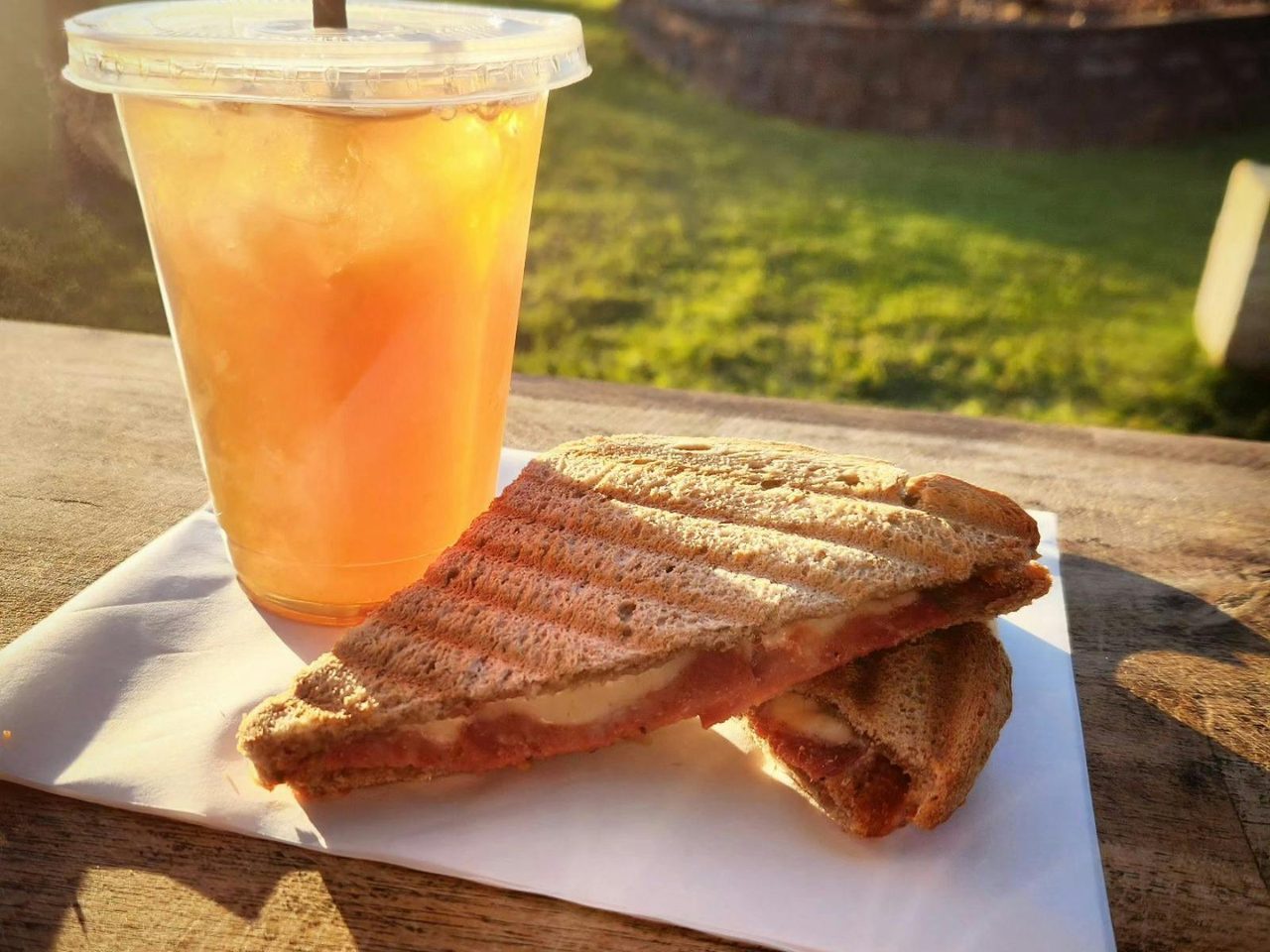 parkes toasted sandwich and juice
