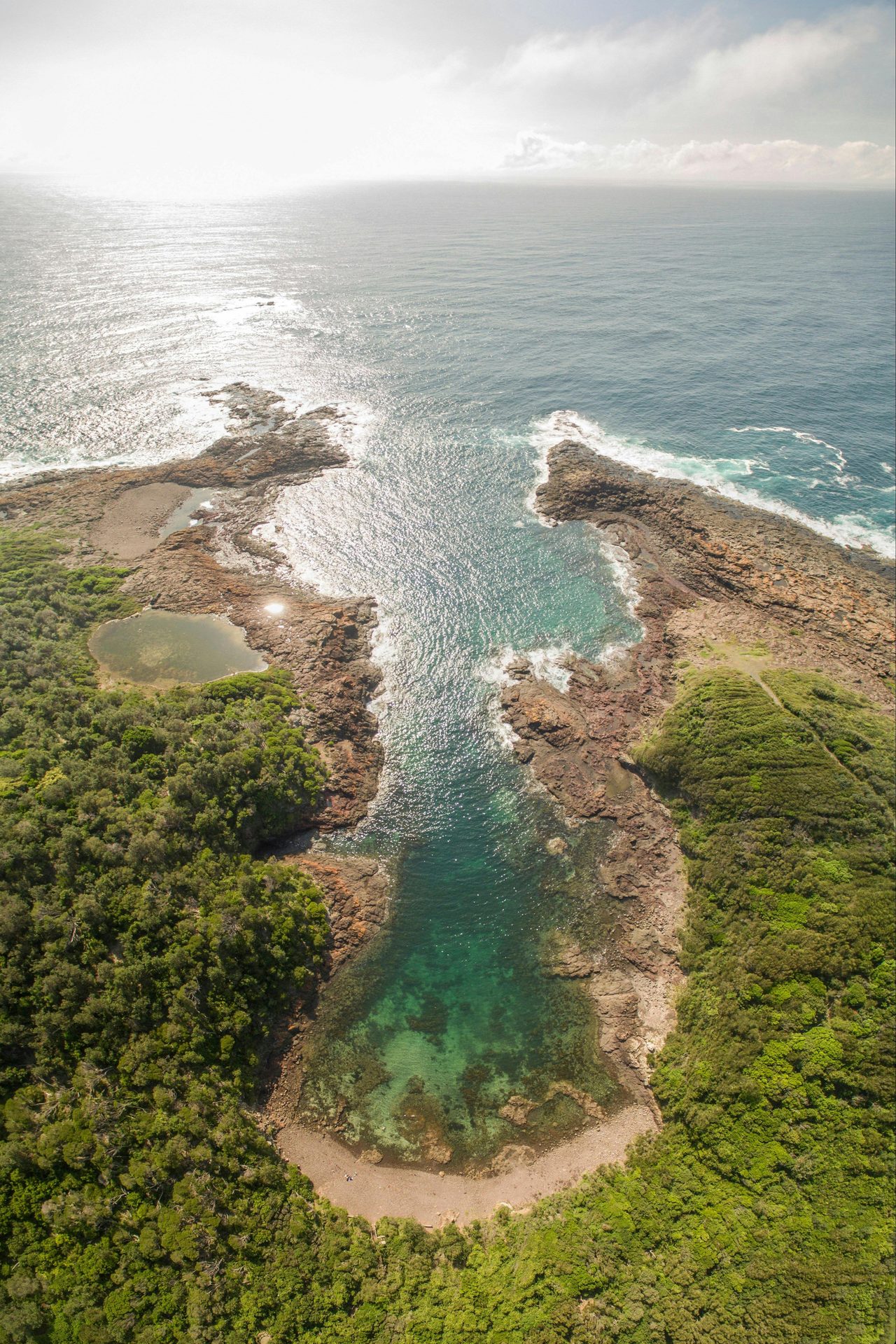 Aerial of Bushrangers Bay, Bass Point Reserve in Shellharbour