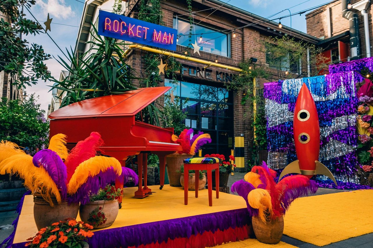 Play the keys on our Rocket Man piano at The Grounds of Alexandria during the Elton John Experience