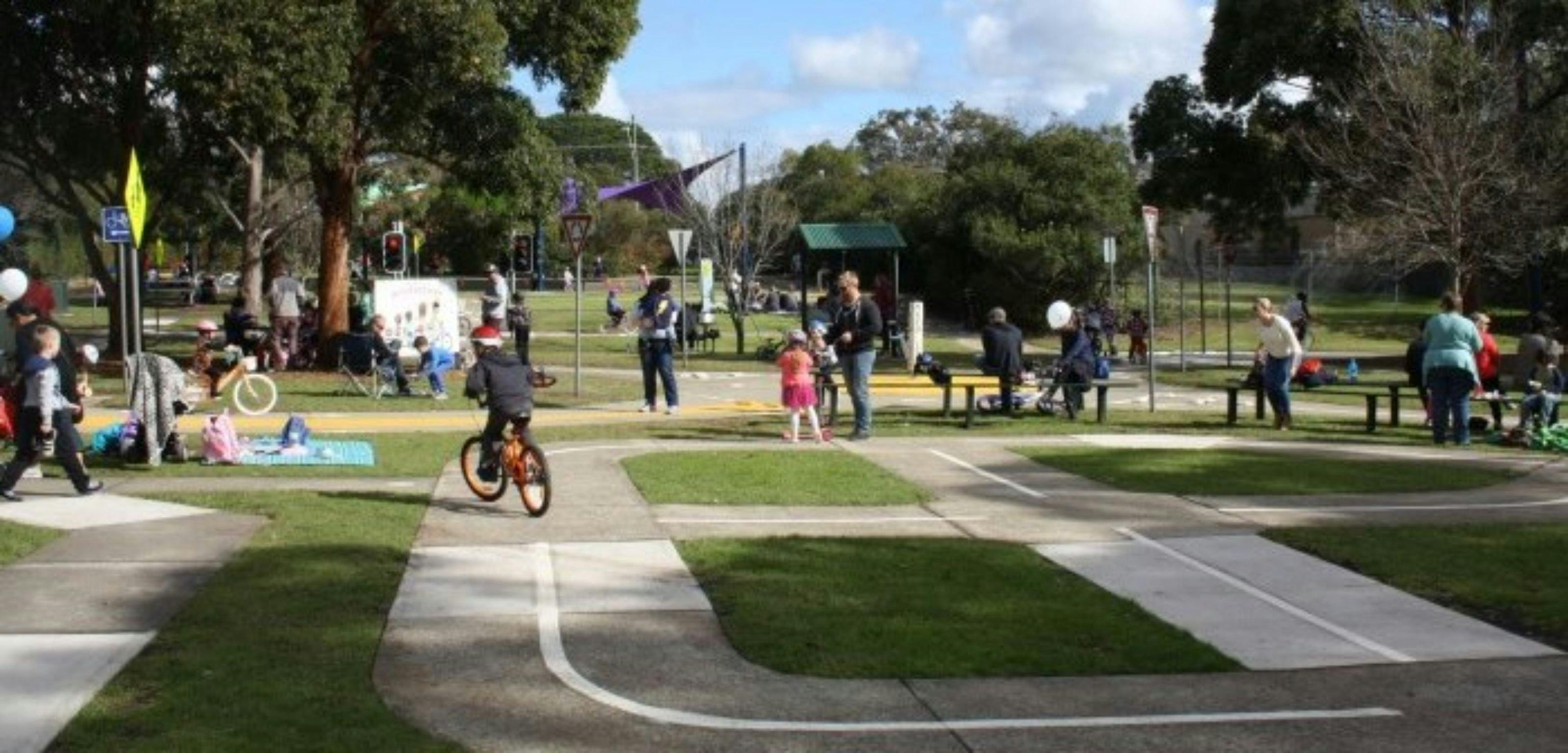 Group of children riding bicycle