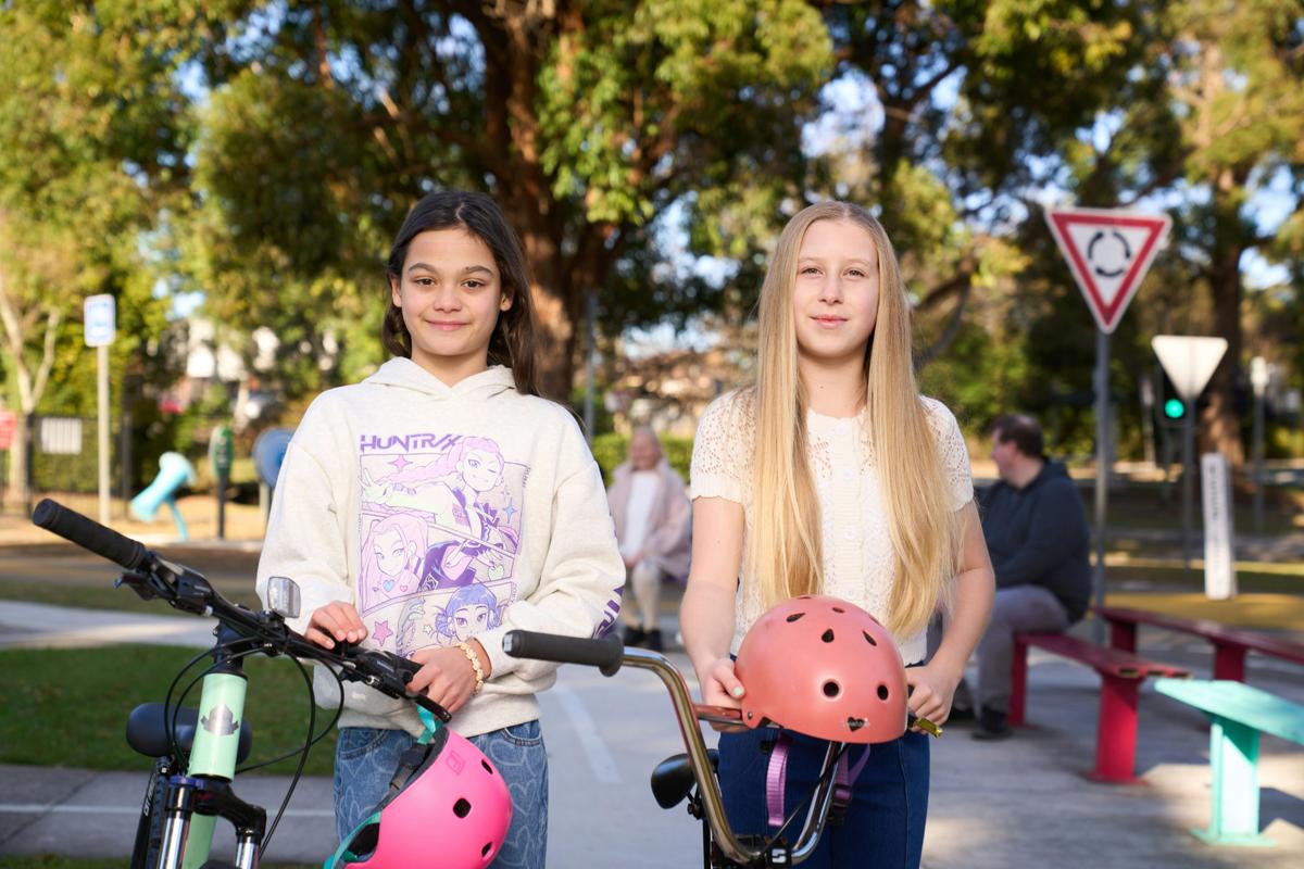 Girls with helmets