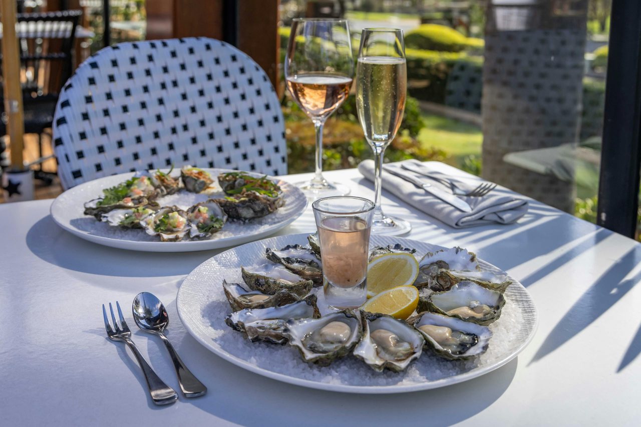 Oysters and wine on the deck