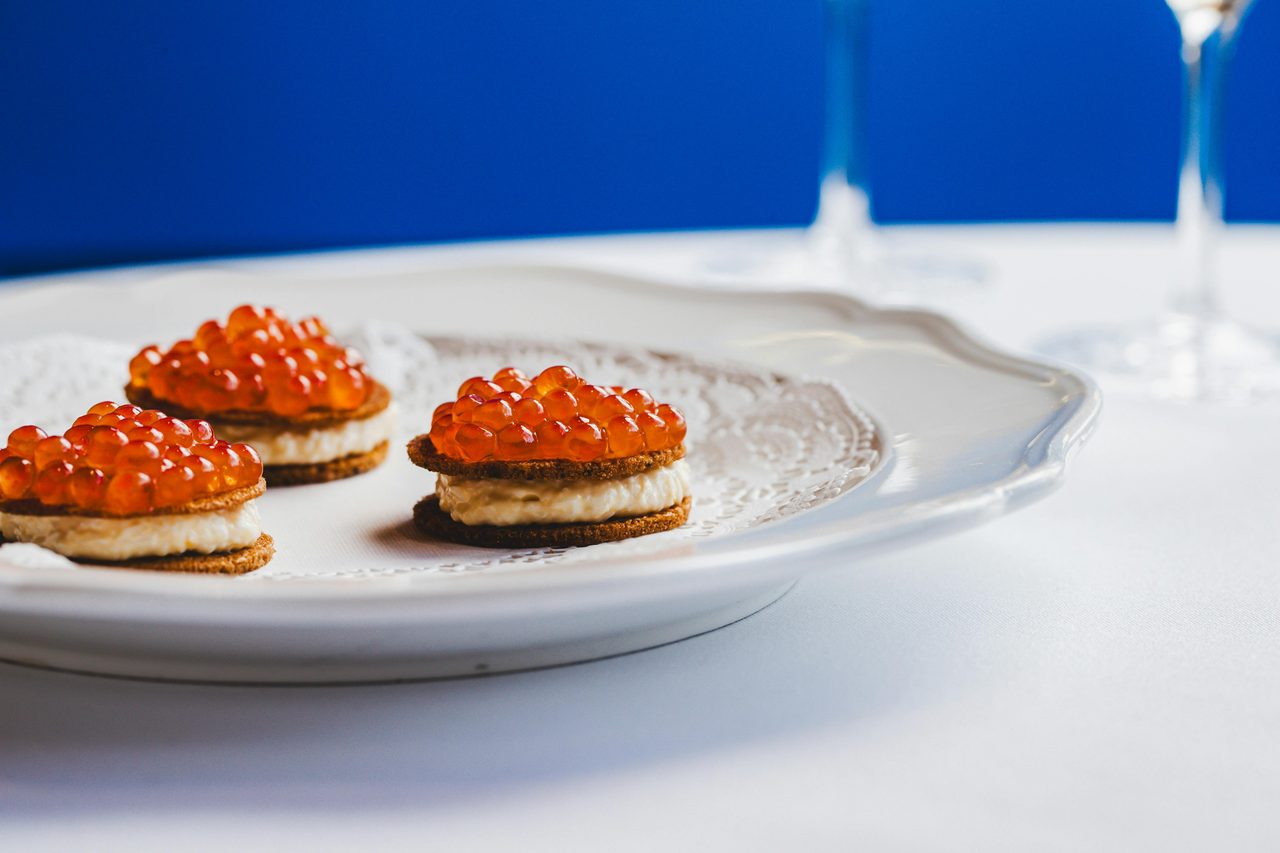 Salmon roe and egg sandwich at Ursula's Paddington