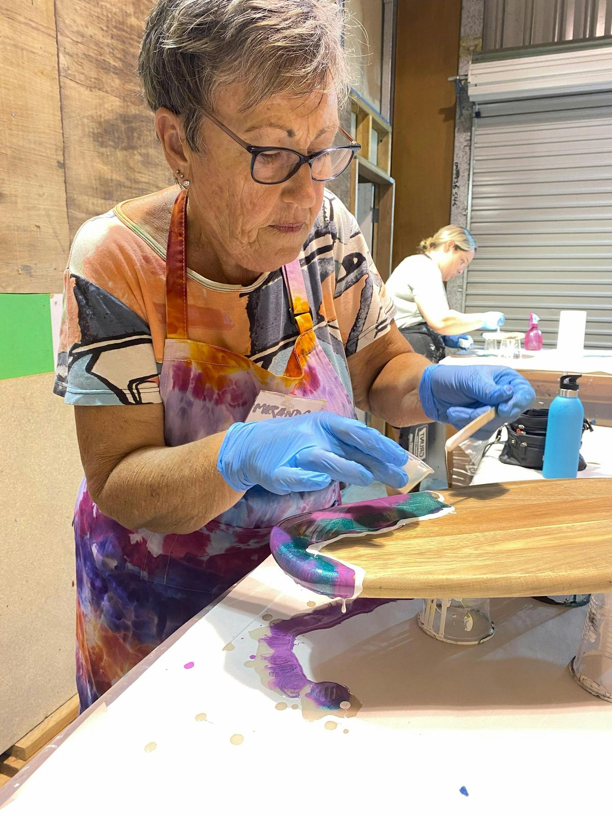 lady making board