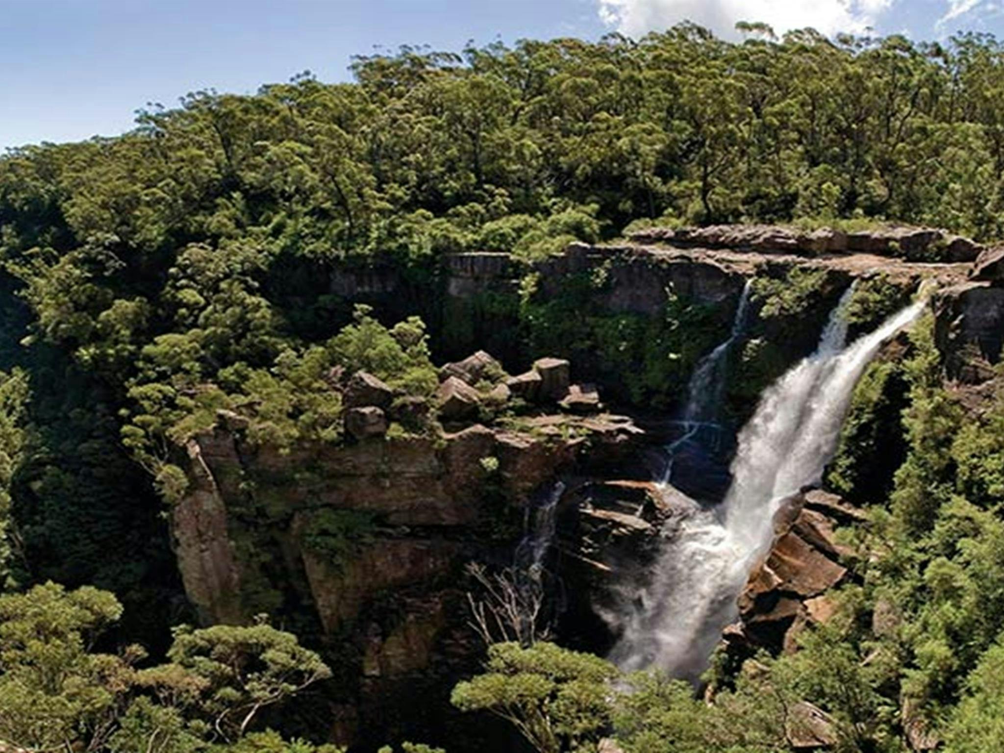View of Carrington Falls waterfall, Budderoo National Park. Photo credit: Michael Van Ewijk &copy