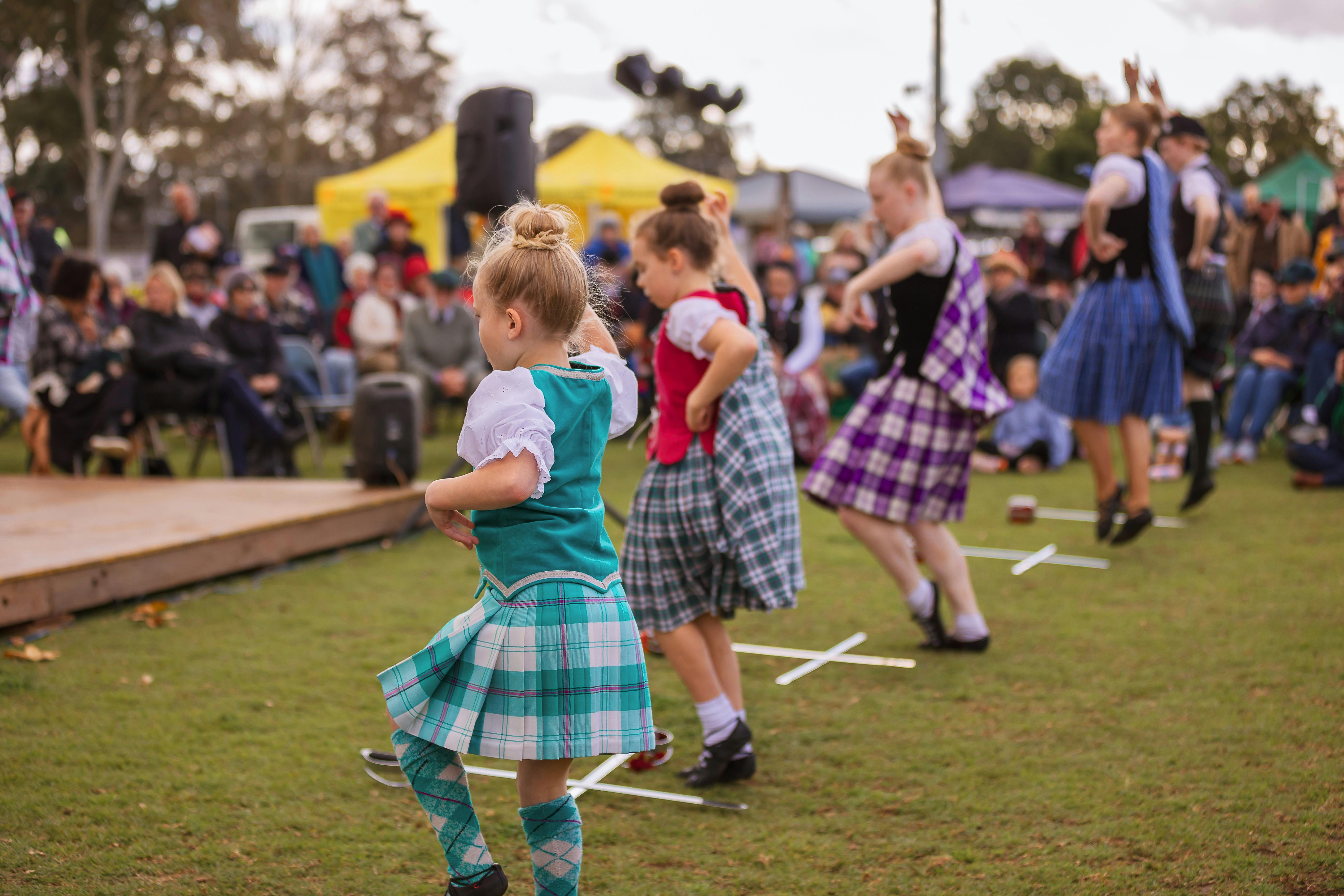 Girls preforming the sword dance.