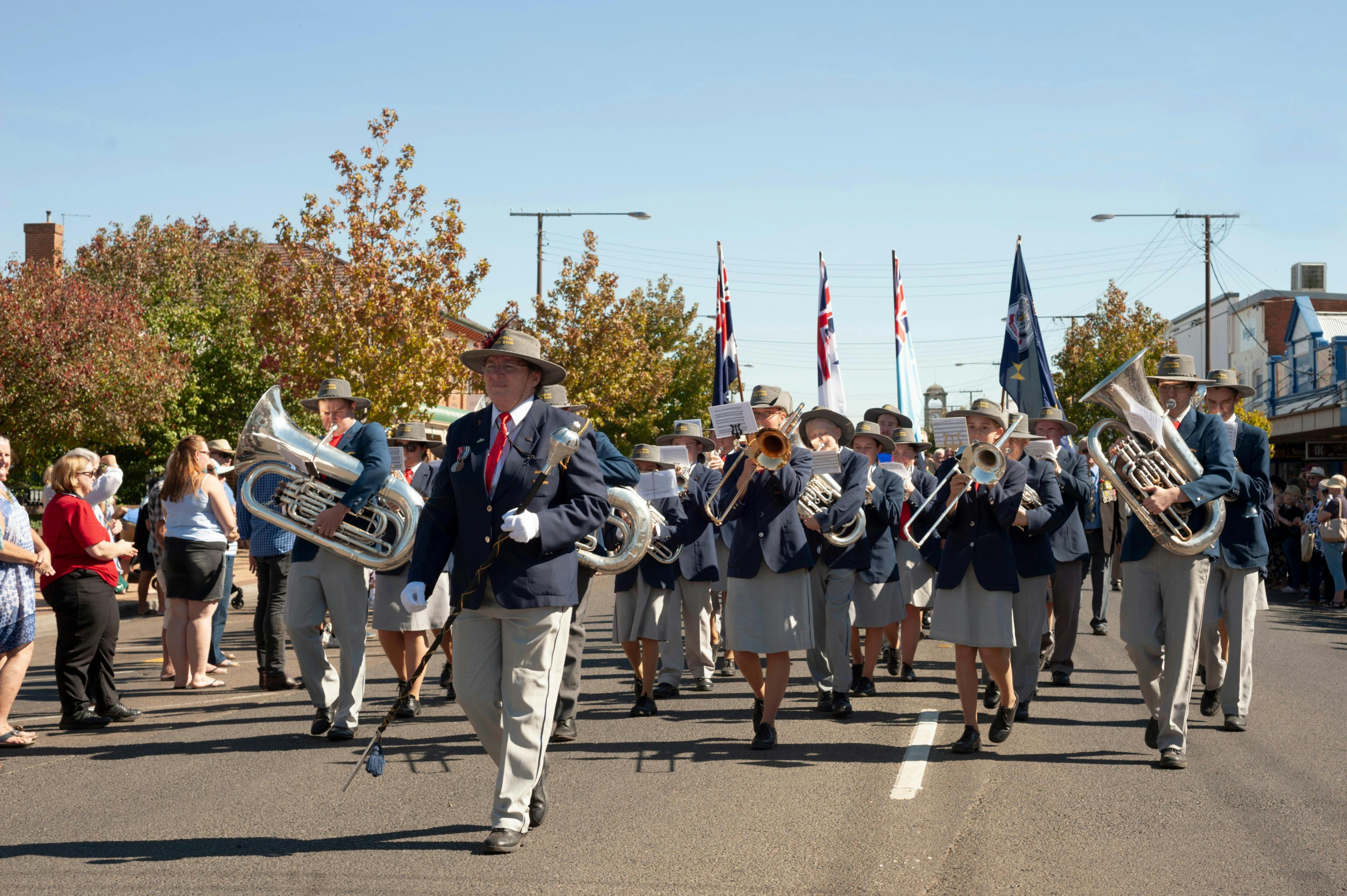 Gunnedah Shire Band in Anzac Day March