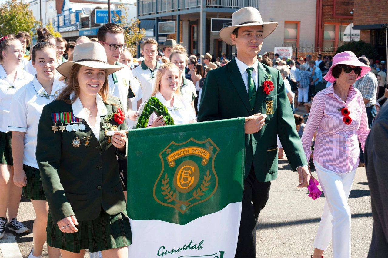 Local high school kids in Anzac March