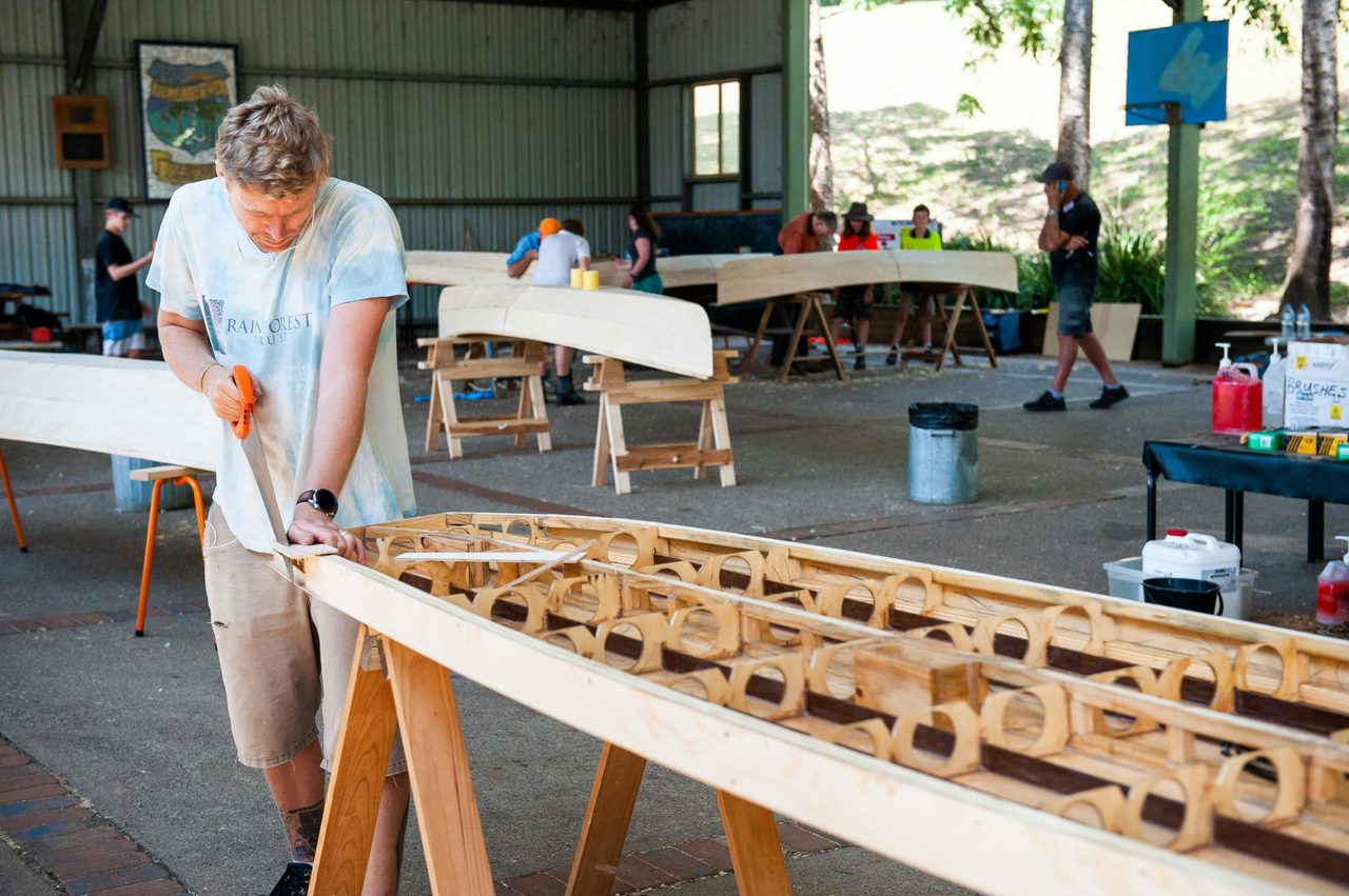 Man building a paddleboard