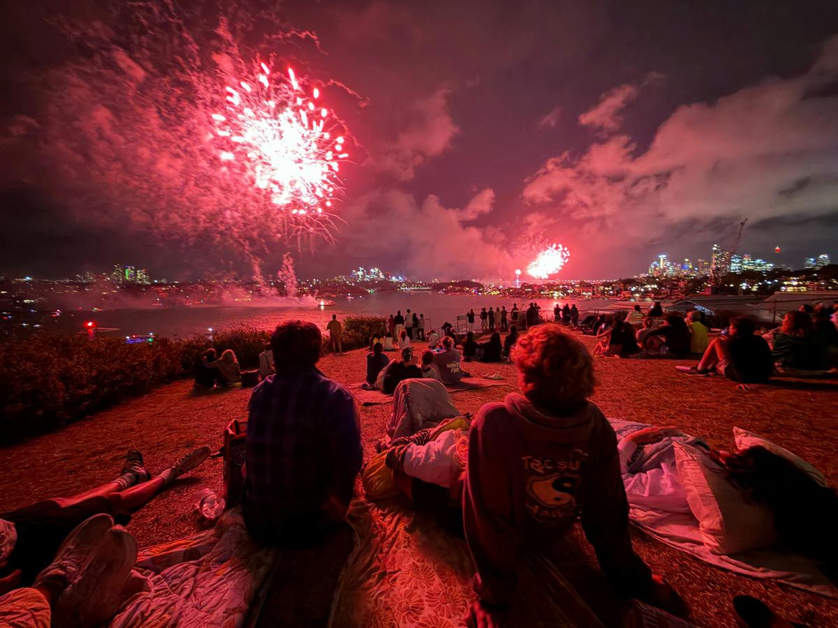 Cockatoo Island guests enjoying the NYE fireworks