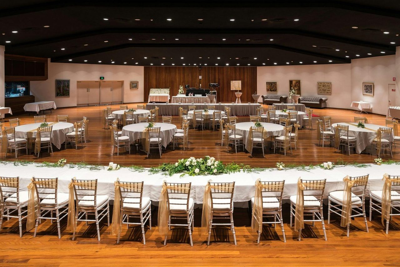 Camden Civic Centre Macarthur Auditorium set up for a wedding