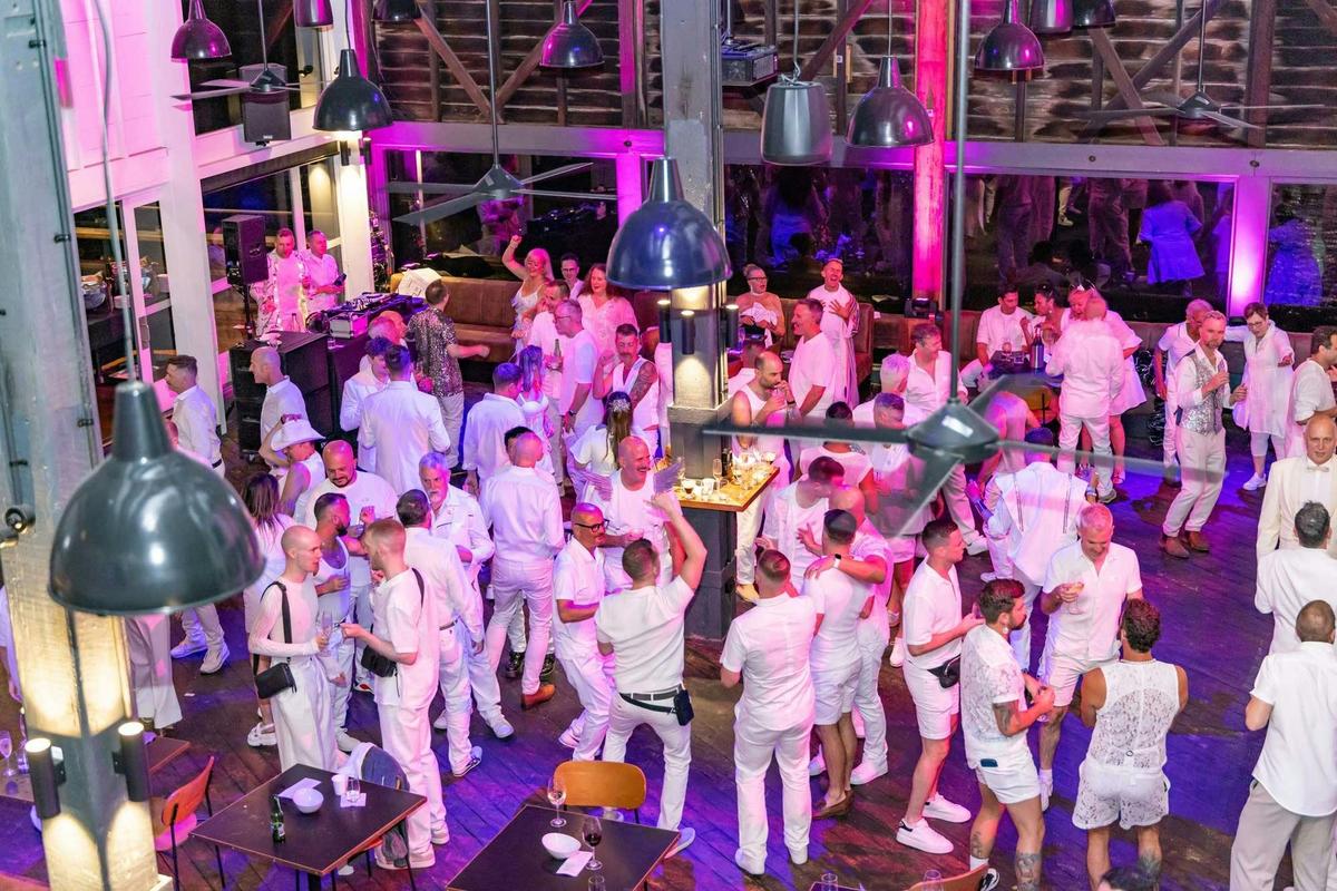 Guests celebrating inside The Wharf Restaurant and Bar at Celebration NYE.