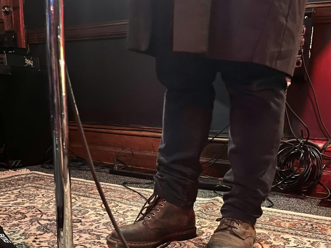 feet at microphone