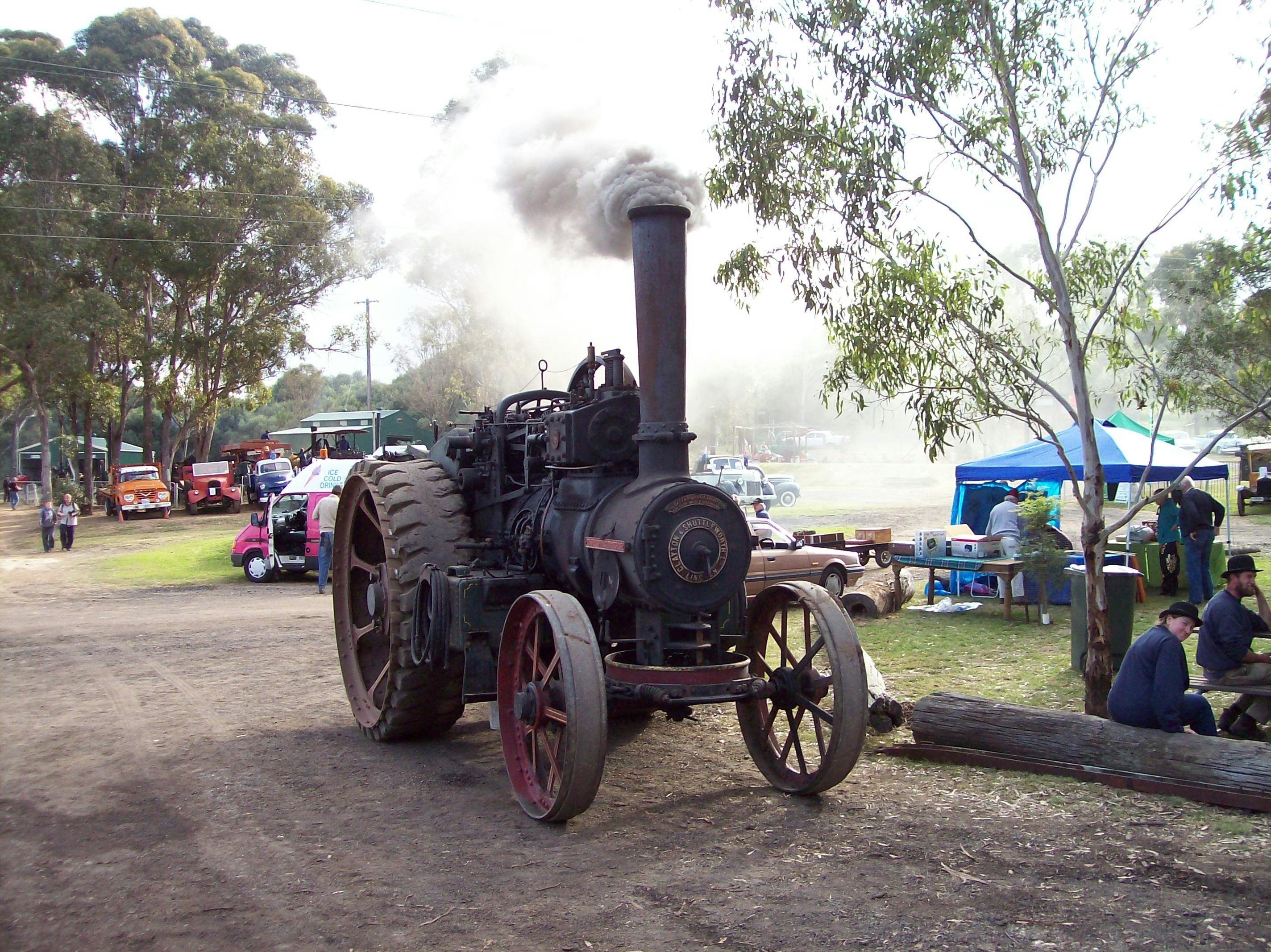 Old black Steam tractor