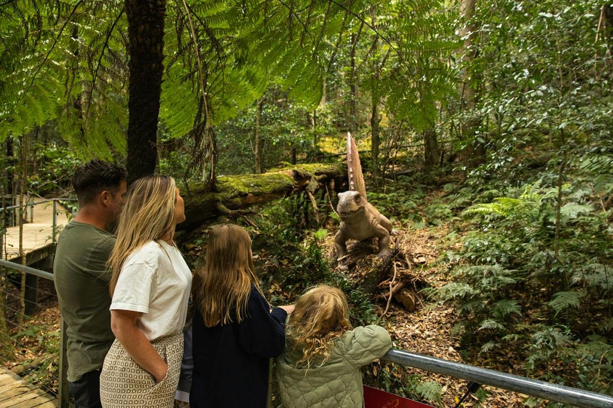 Meet dinosaurs in the rainforest at Scenic World