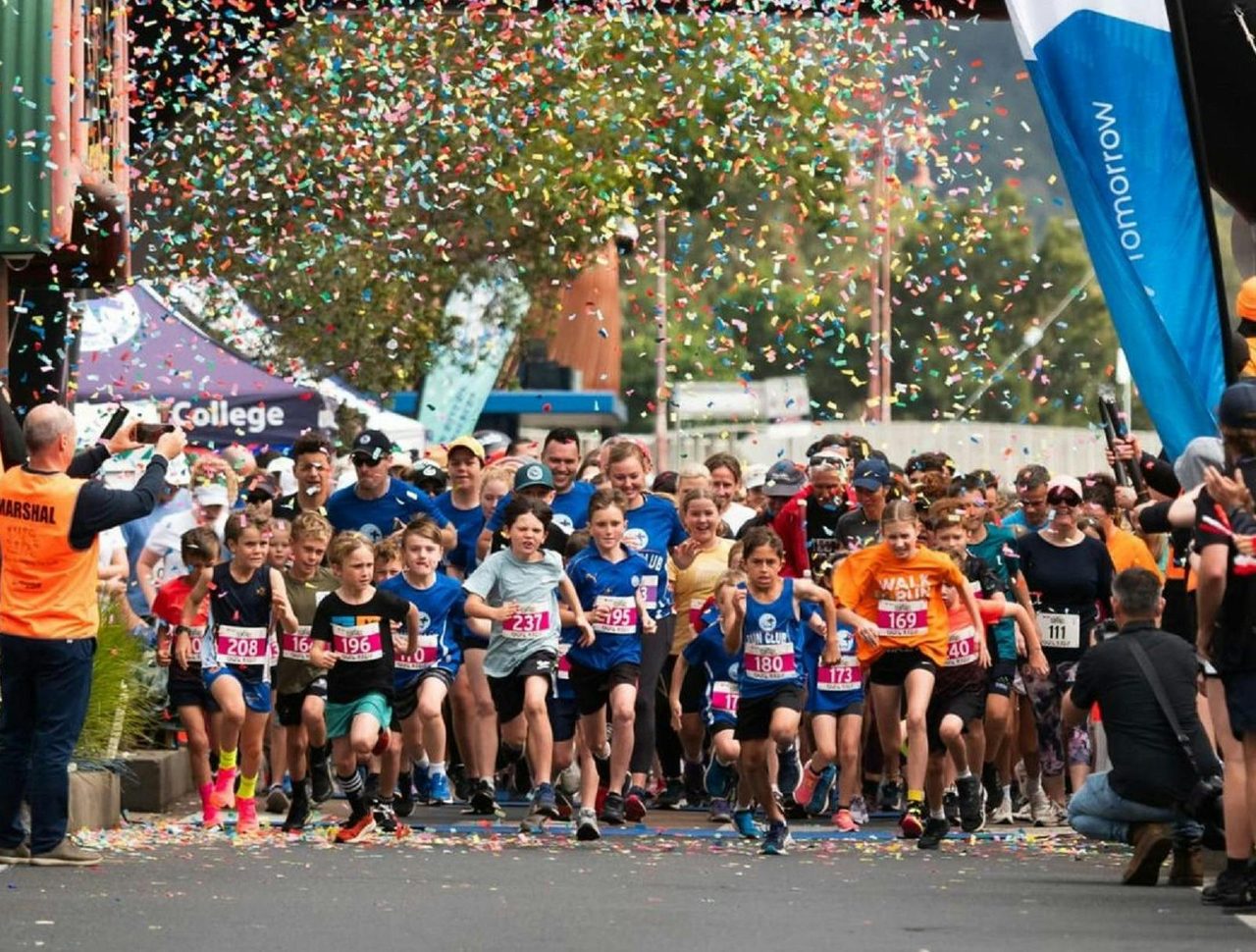 Competitors at the start of the run