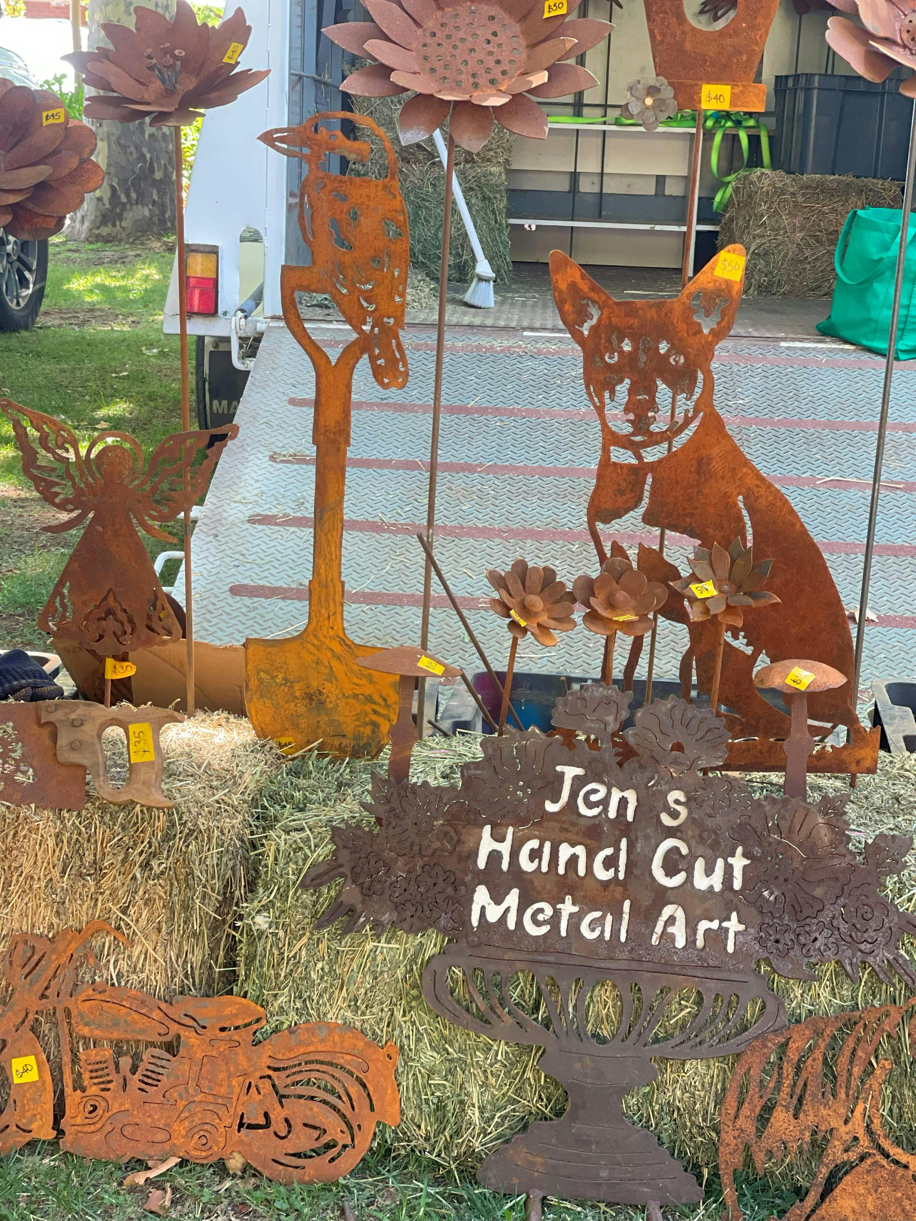 Hand cut metal art display