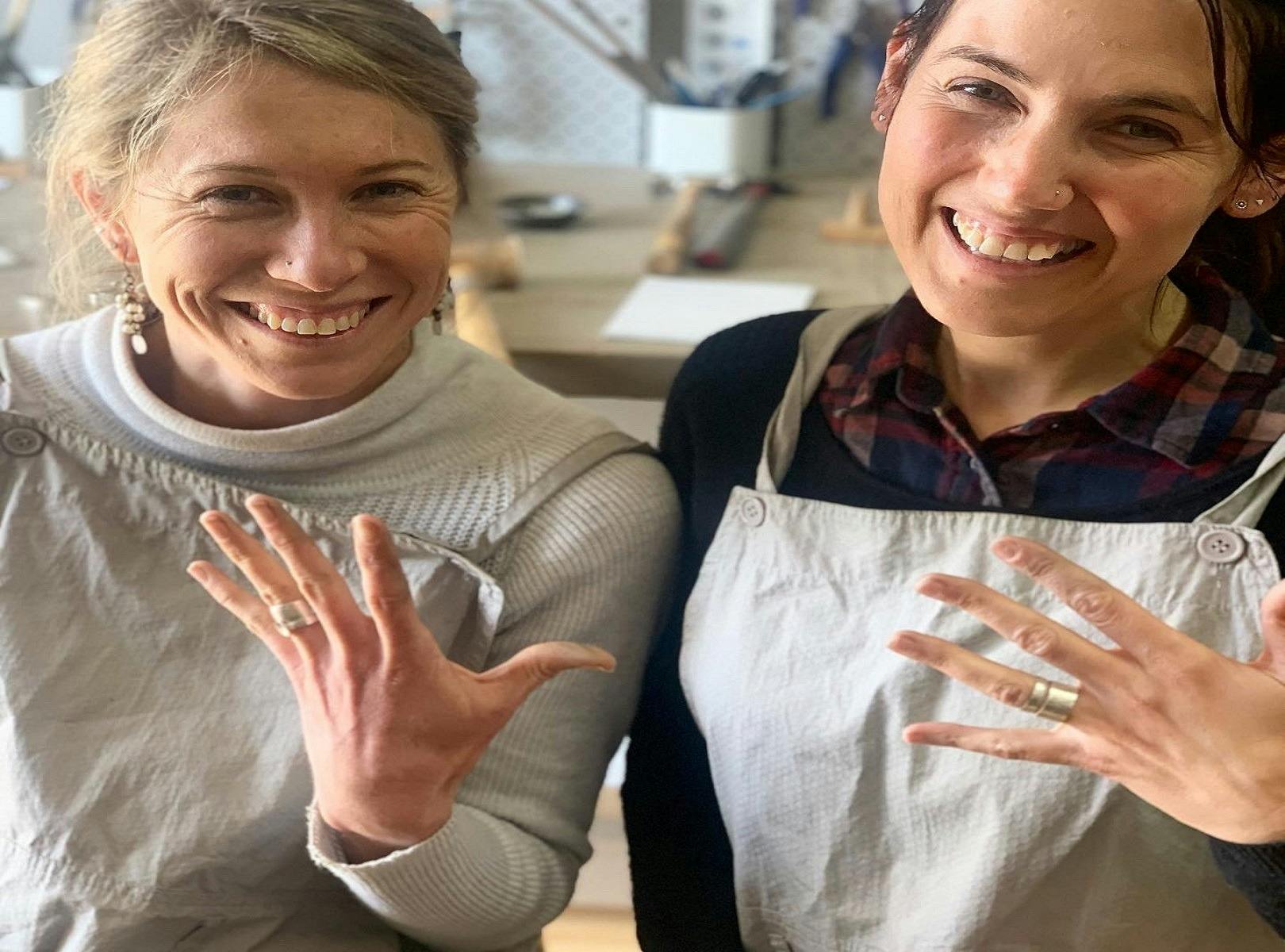 Happy with their new treasures