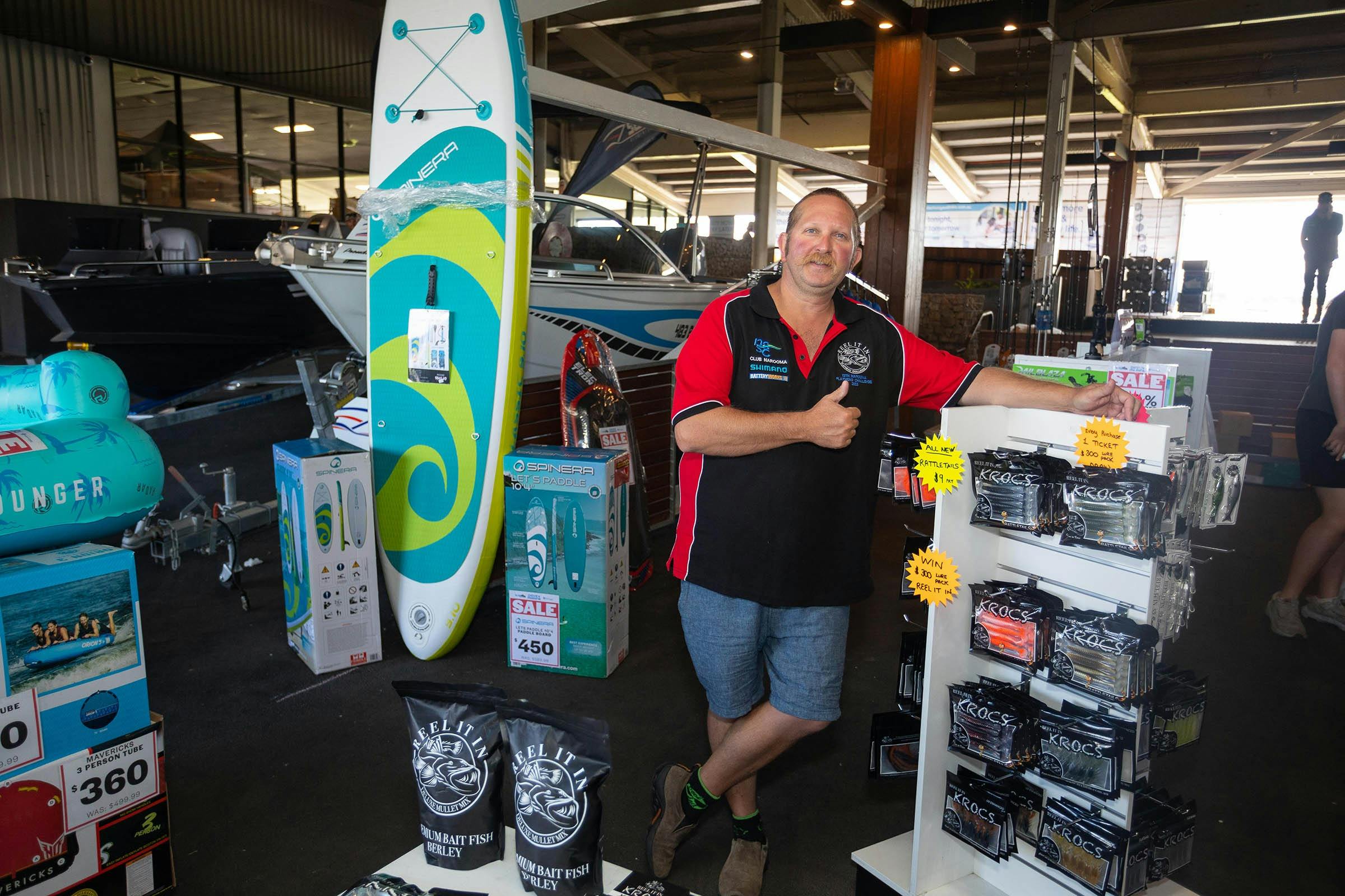 Thumbs up from an exhibitor at the Outdoor Living & Caravan Expo