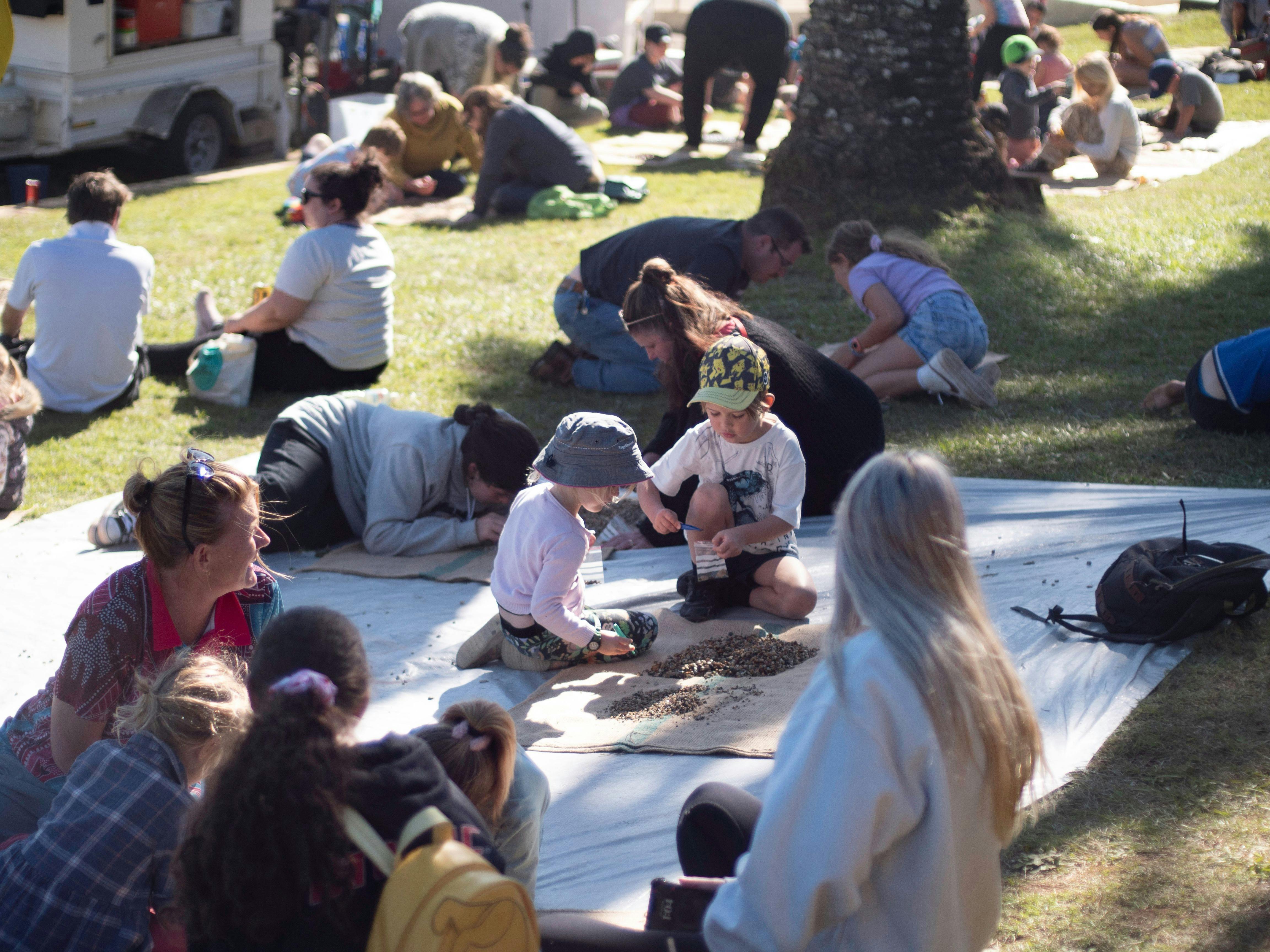 Children on the fossicking hill