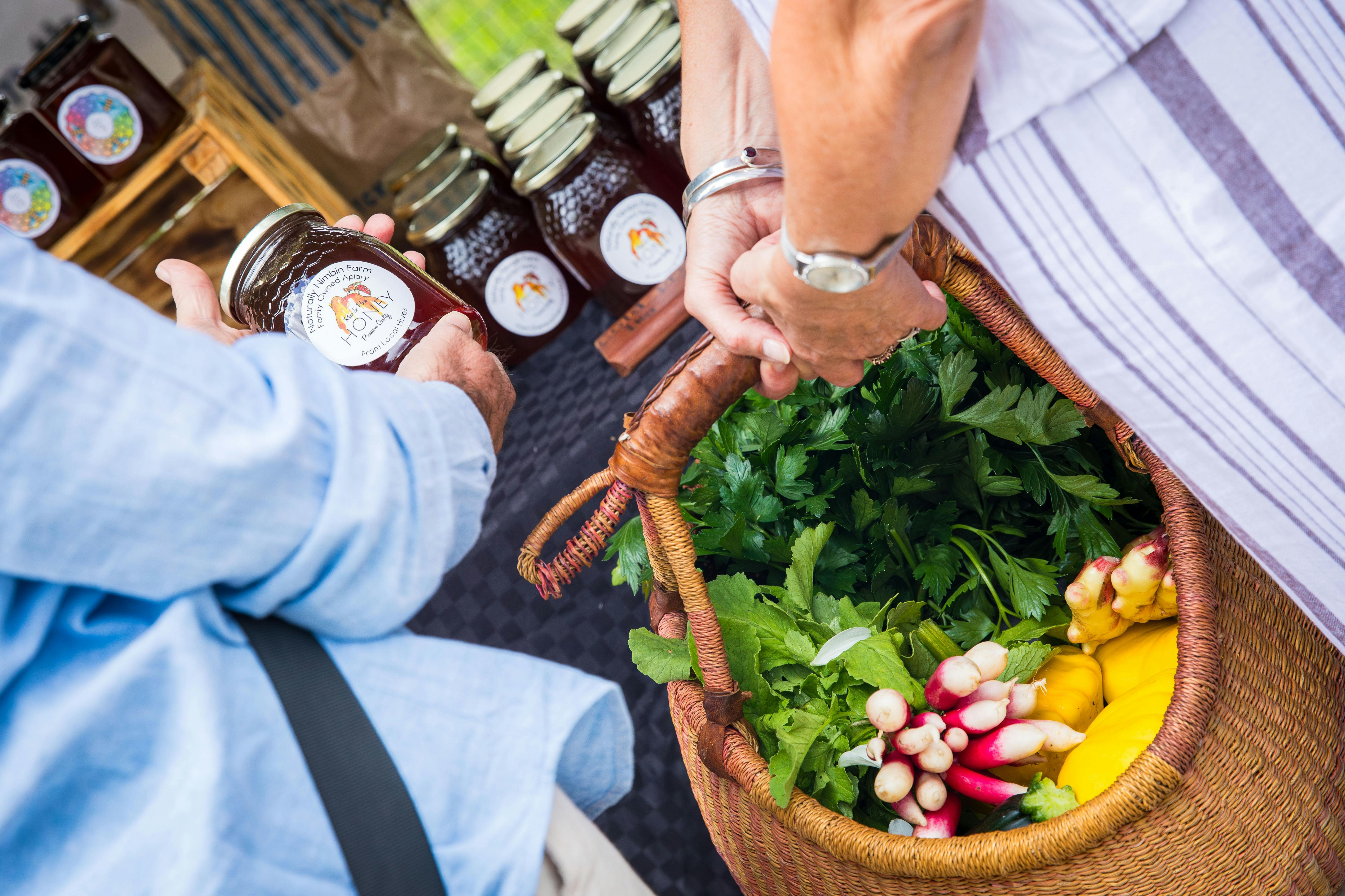 Farm fresh produce and local honey