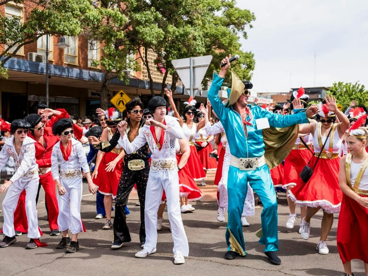Having fun in the Northparkes Mines Street Parade at the 2023 Parkes Elvis Festival