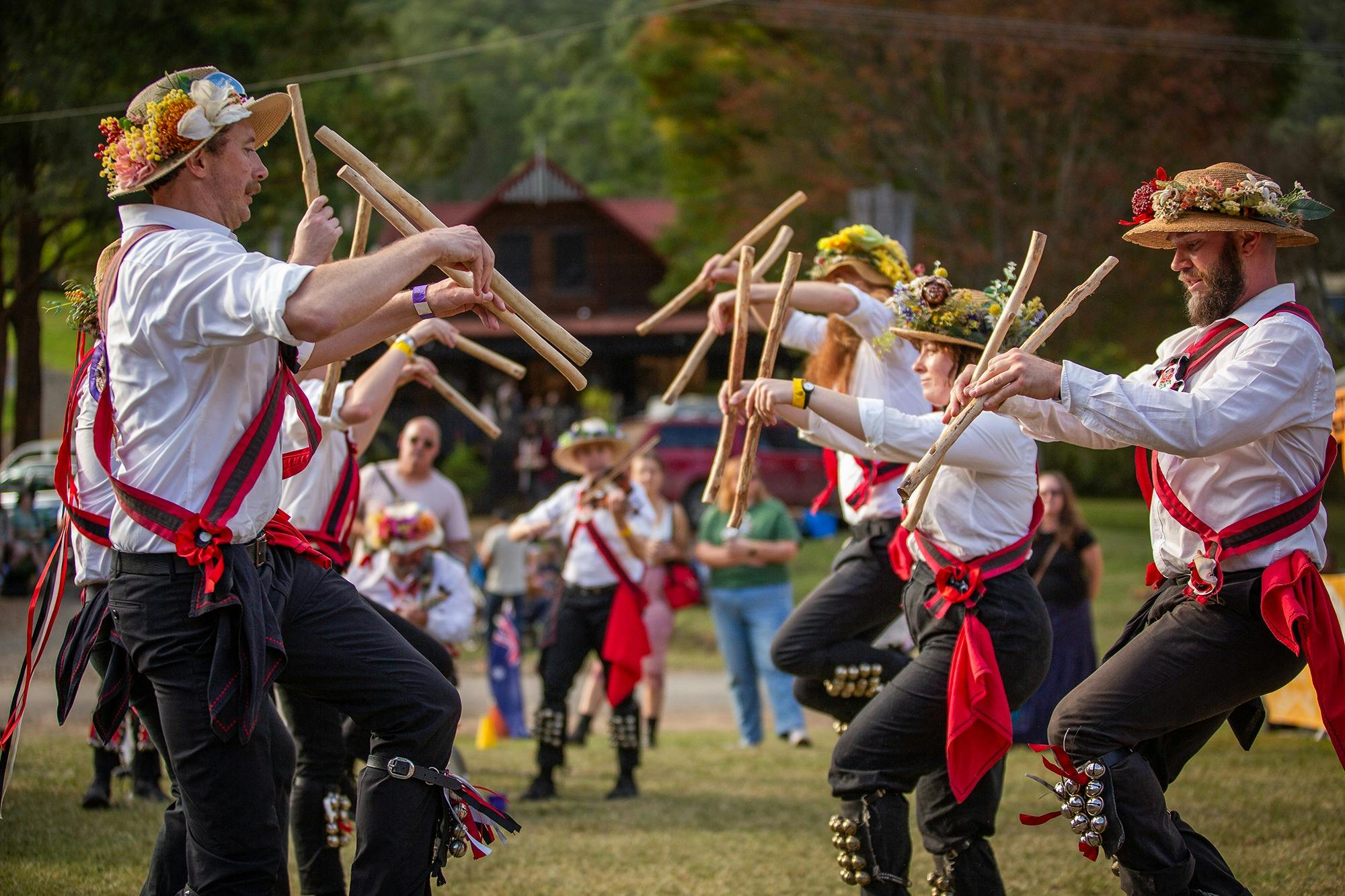 Black Joak Morris perform at the 2024 St Albans Folk Festival