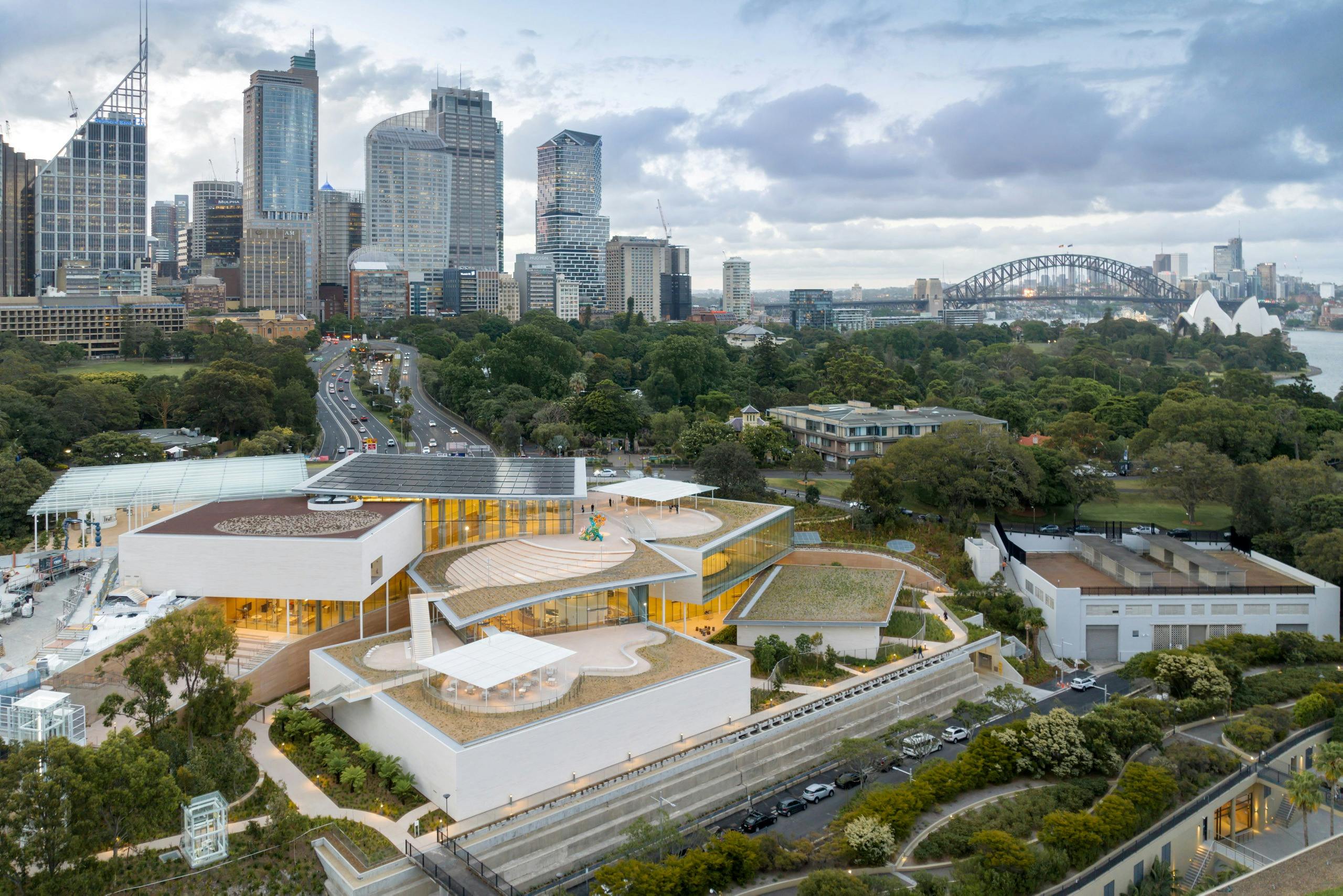 Exterior view of the stepped terrace of the Art Gallery of New South Wales’ new building,