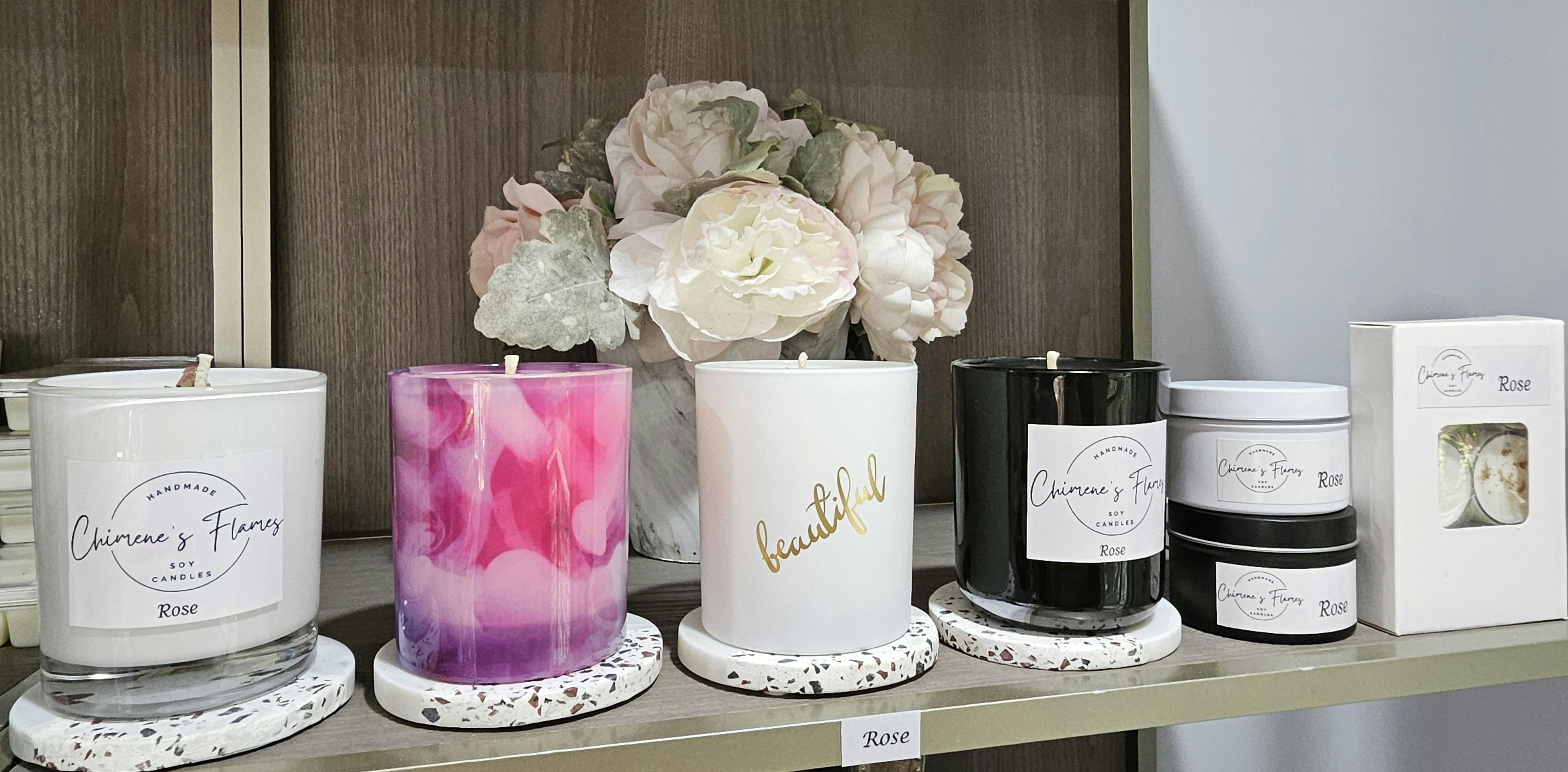 Beautiful candles 300gms, will burn for over 50 hours and throw fragrance to the end