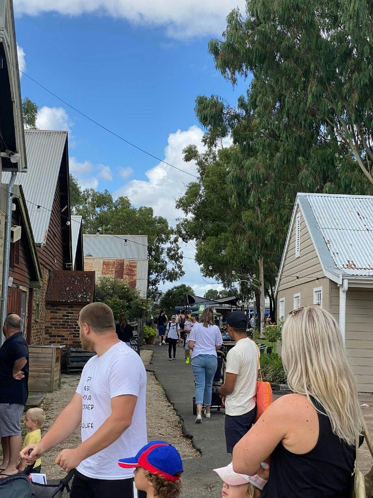 People walking around the estate