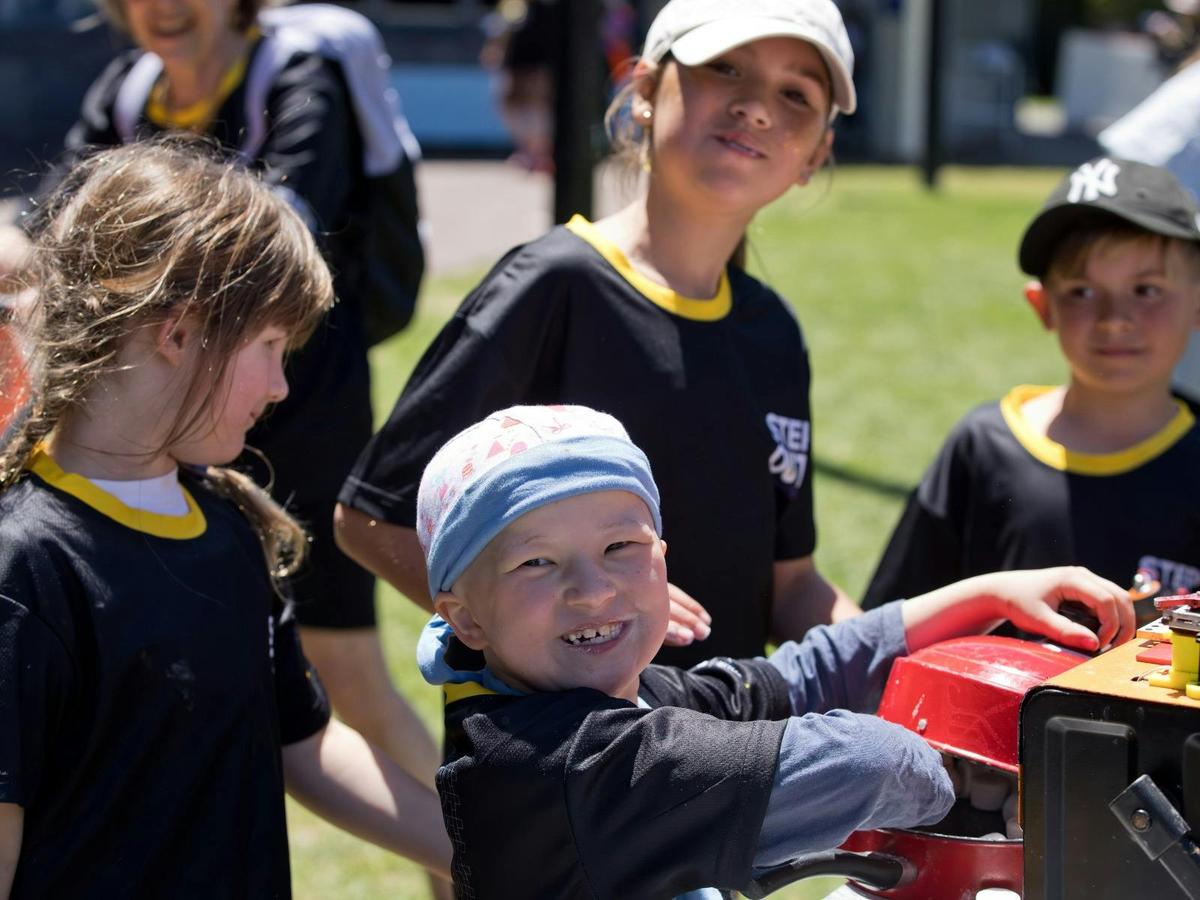 Children at the Step Out for Cancer Finish Festival