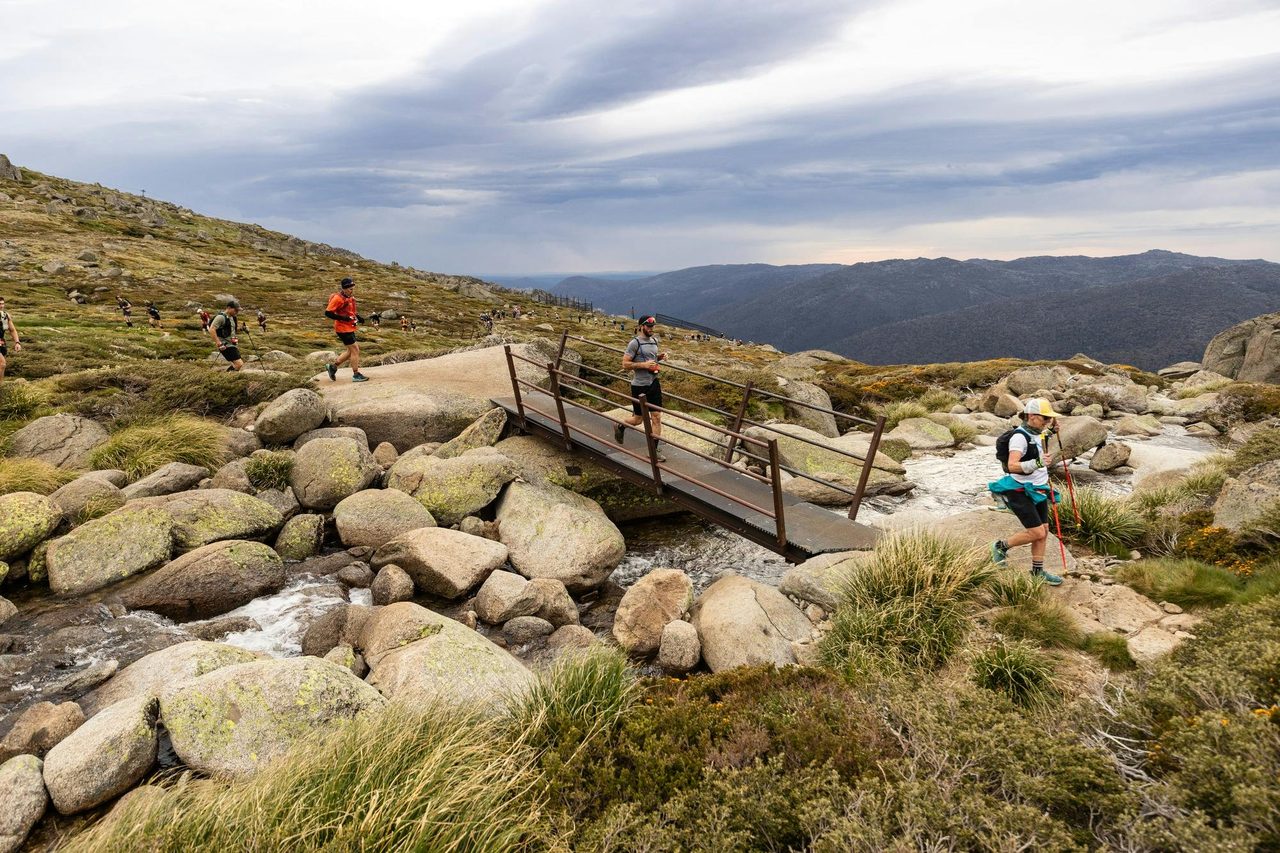 Runners on bridge