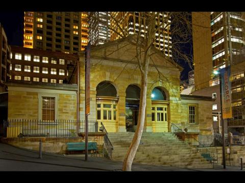 Night time shot of Justice & Police Museum