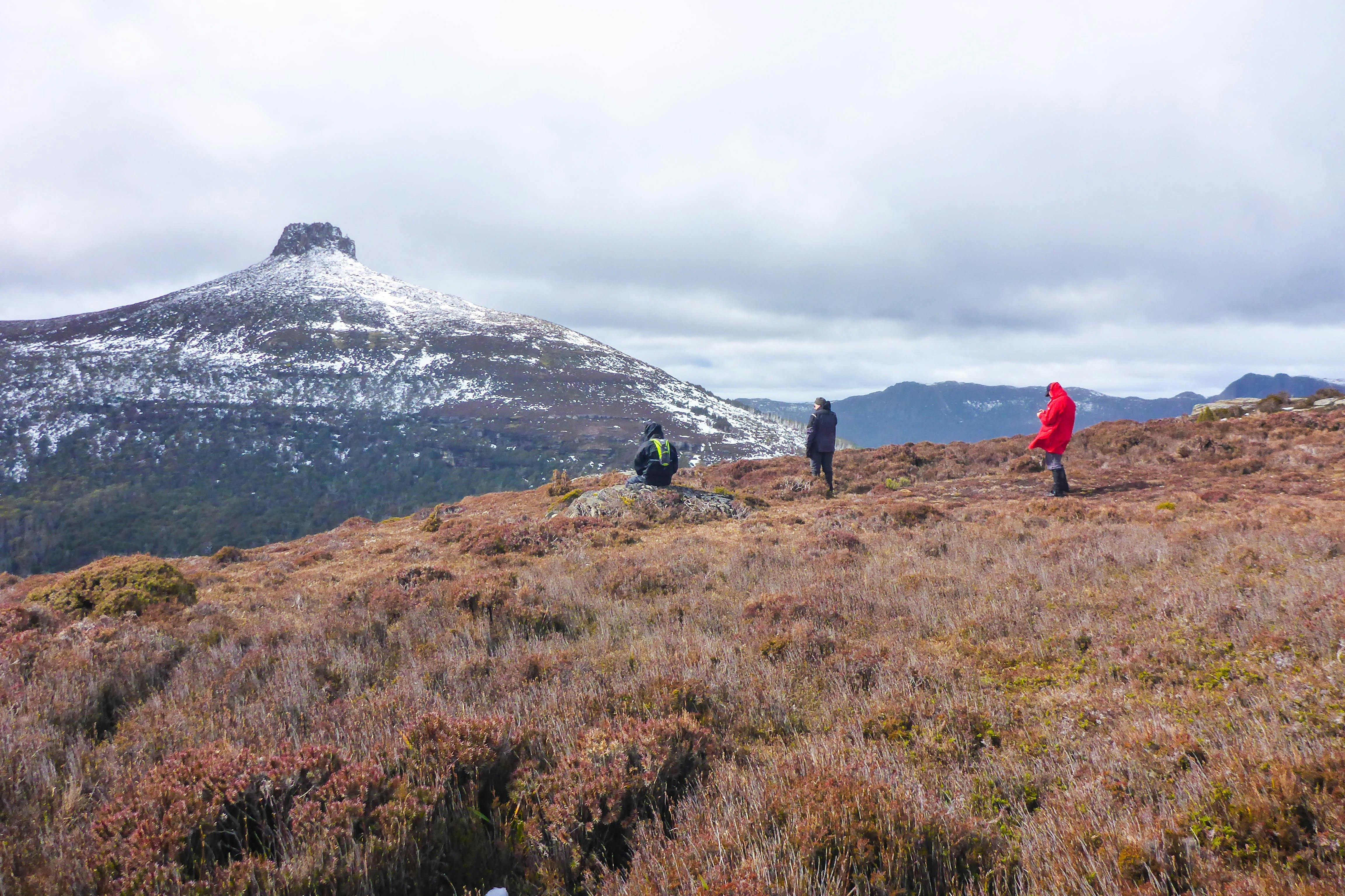 The team with amazing views on our Overland Track trek