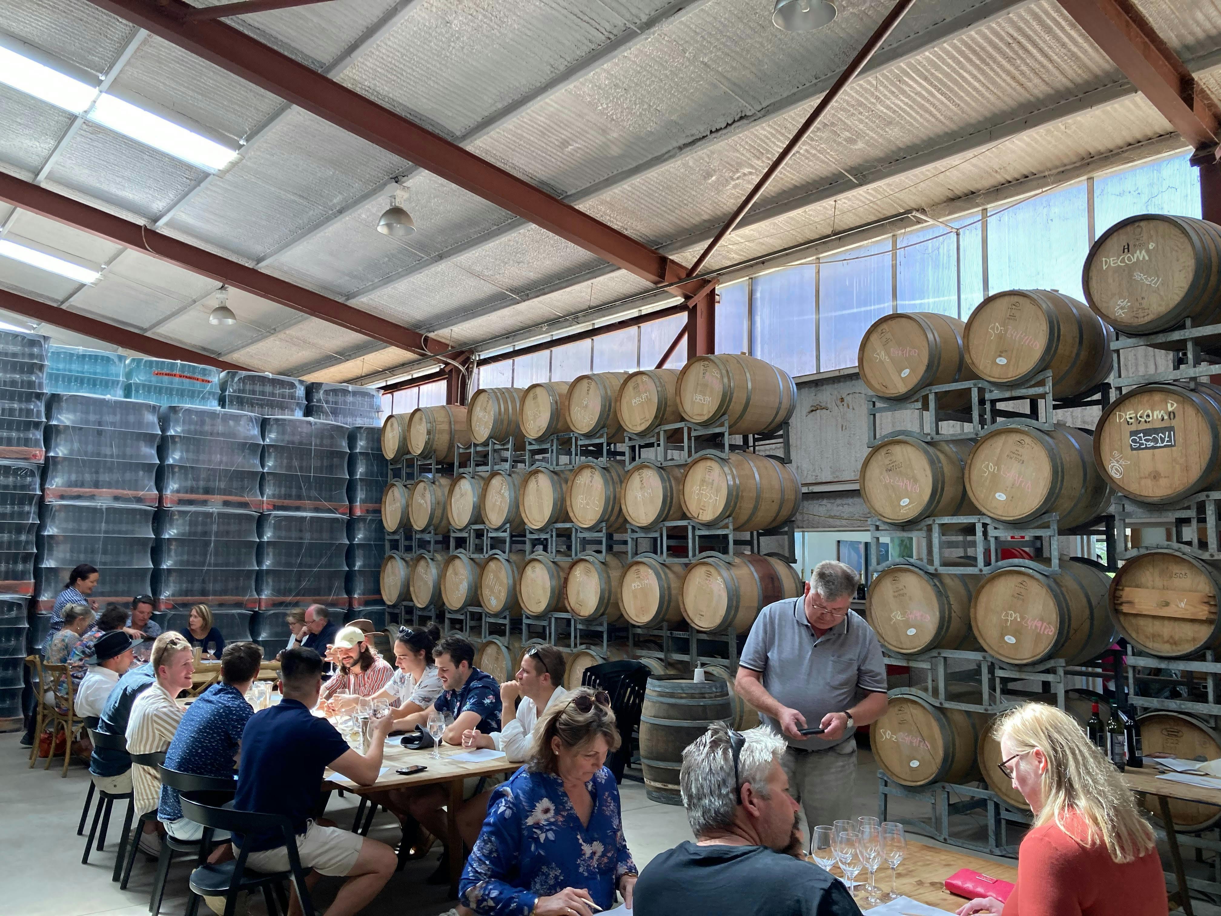 Friends wine tasting on Orange wine tour cellar door