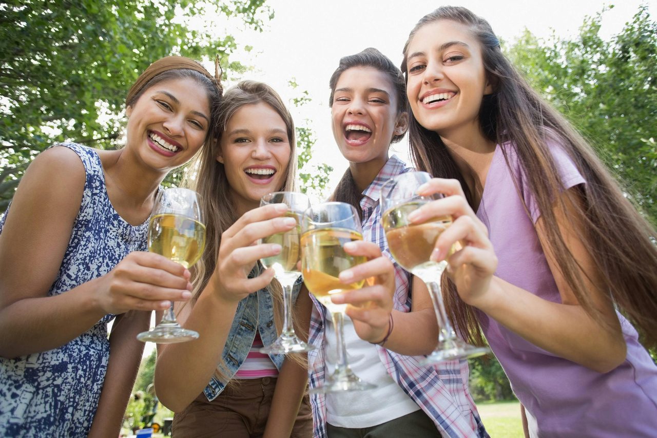 Friends having fun wine tasting in Orange NSW