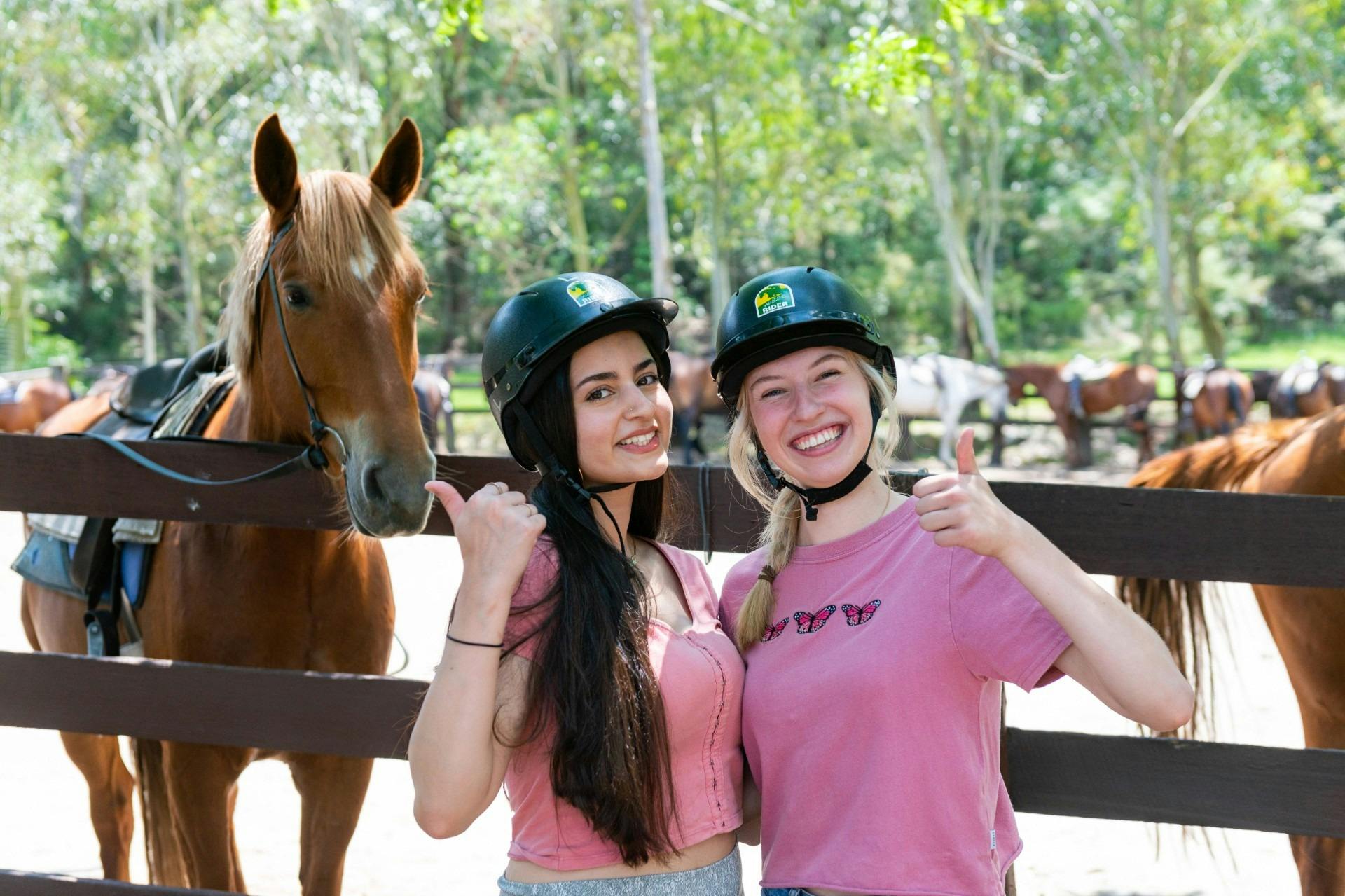 2 Ladies with a Chestnut Horse