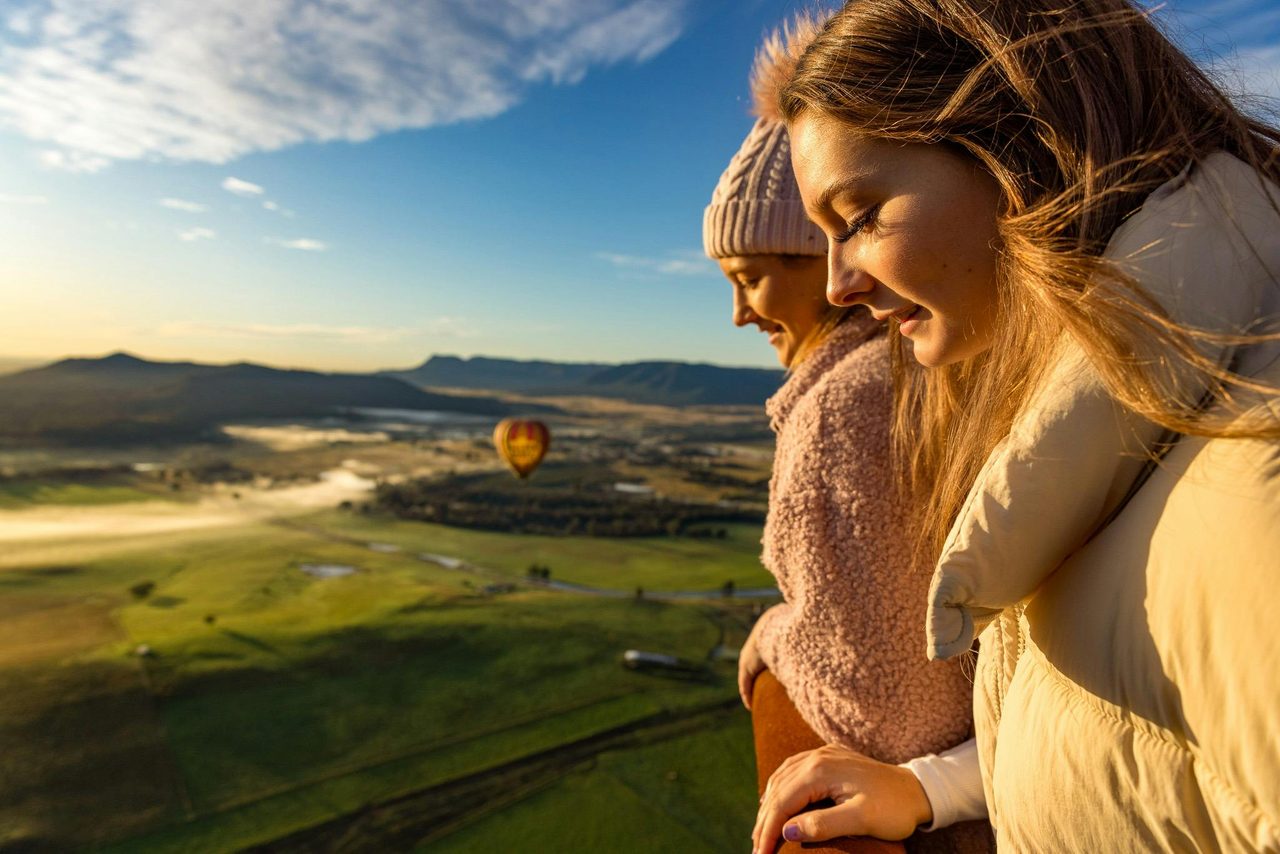 people on a hot air balloon