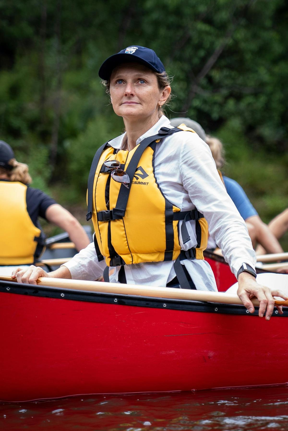 woman in a canoe