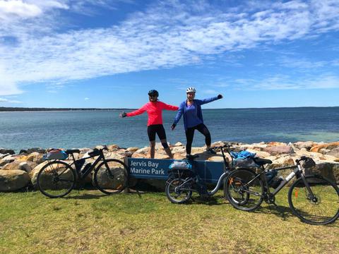 Celebrating reaching Jervis Bay on the NSW South Coast.