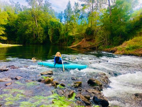 One by one we enter the rapids with Bellingen Canoe Adventures