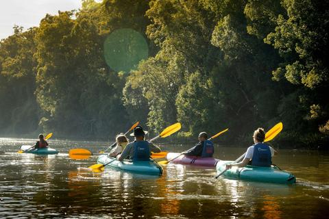 Paddling into the sunset on the Bellinger River with Bellingen Canoe Adventures