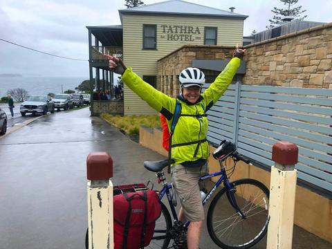 Cyclist at the Tathra Hotel.