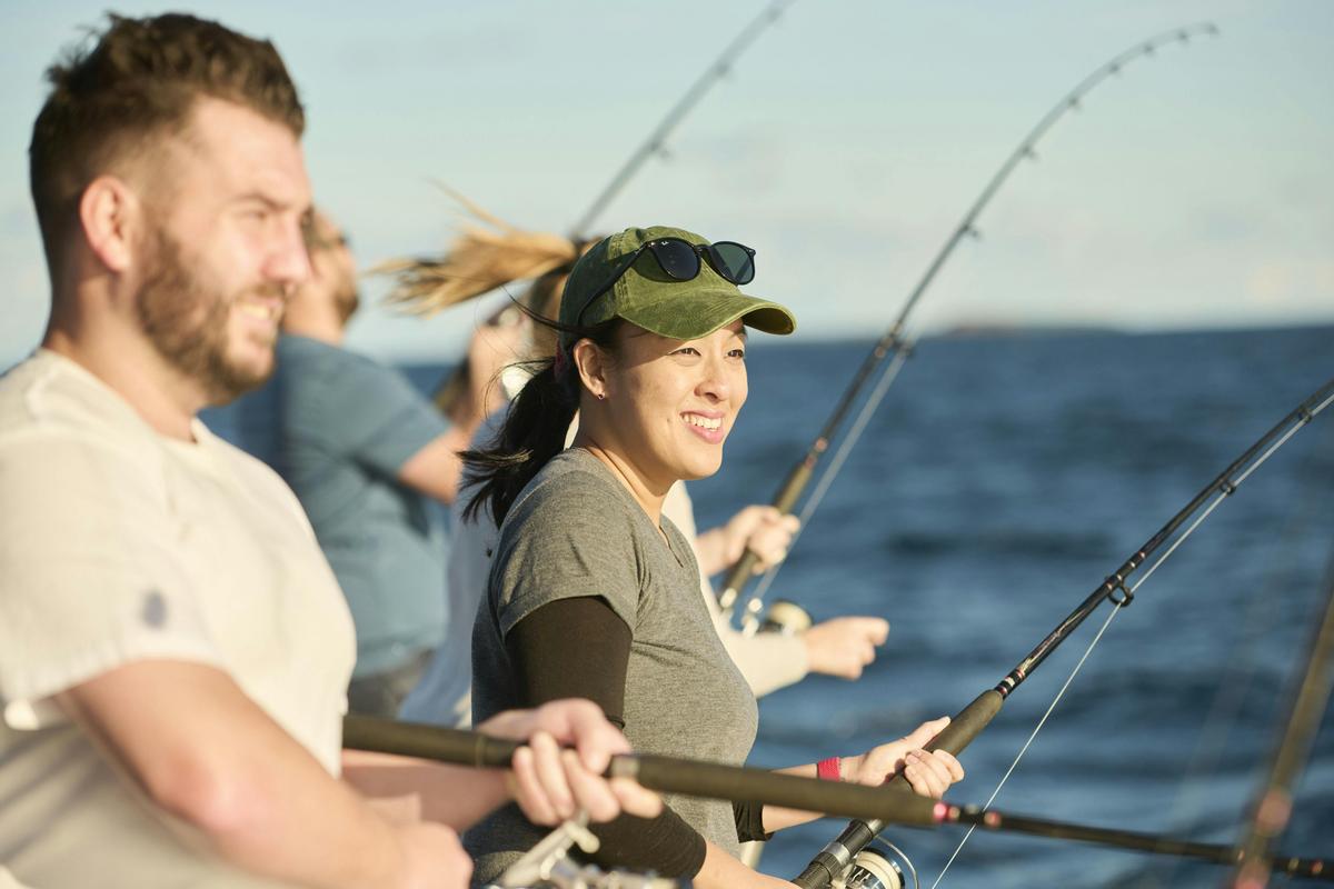 Group of friends fishing together