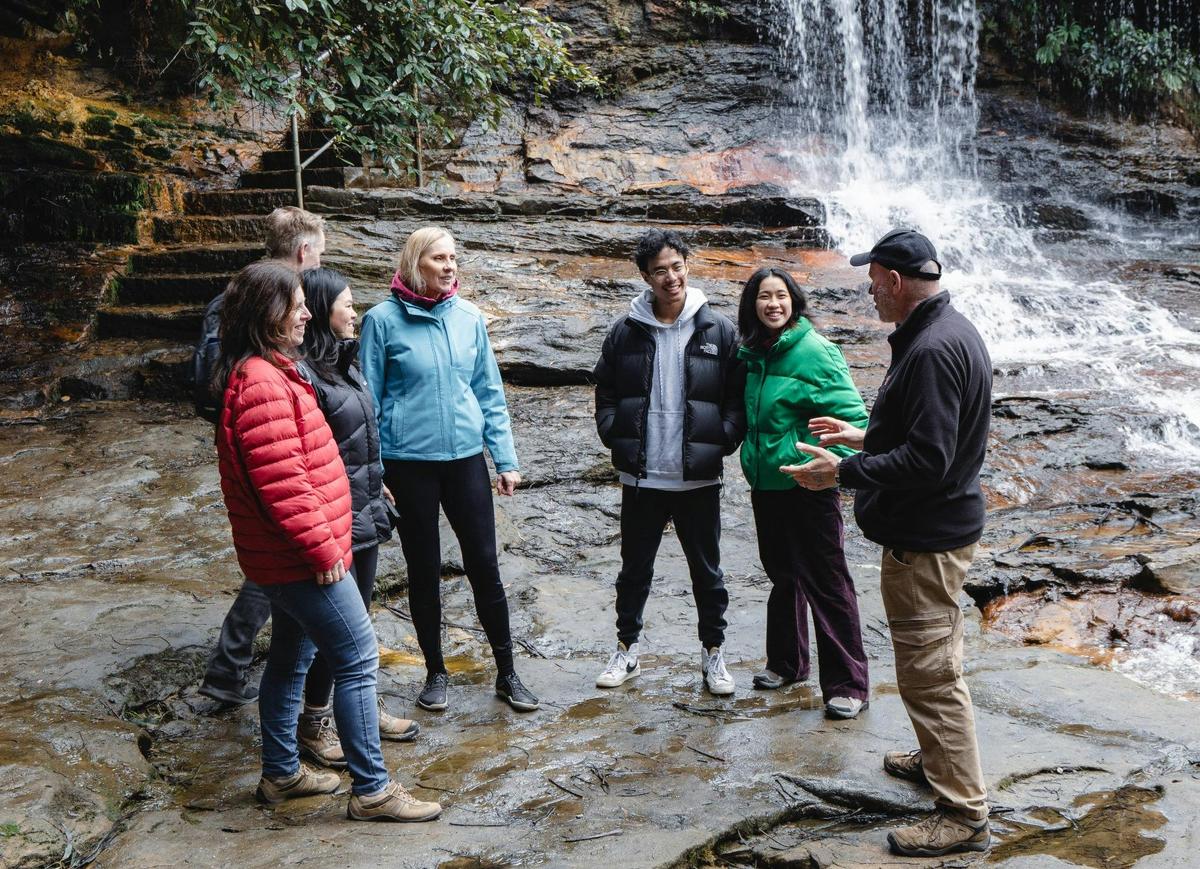 Exploring Wentworth Falls on premium Blue Mountains day tour
