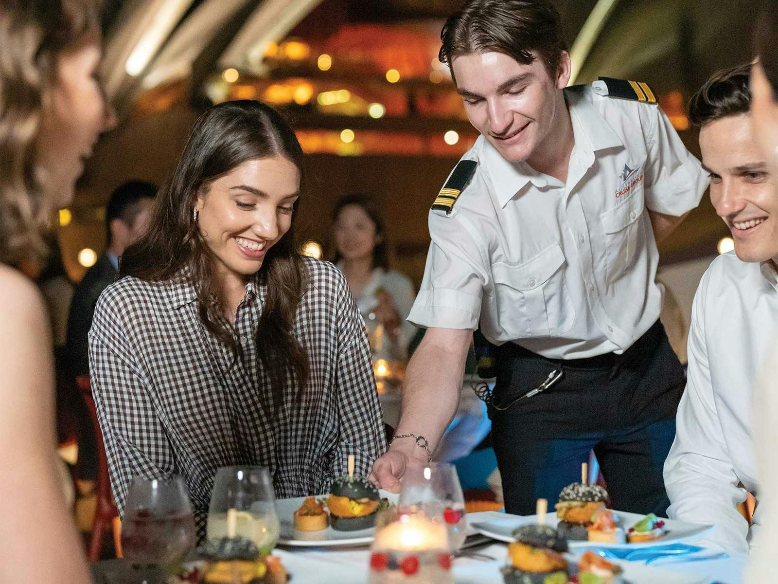 Dinner served on the Magistic Dinner Cruise in Sydney