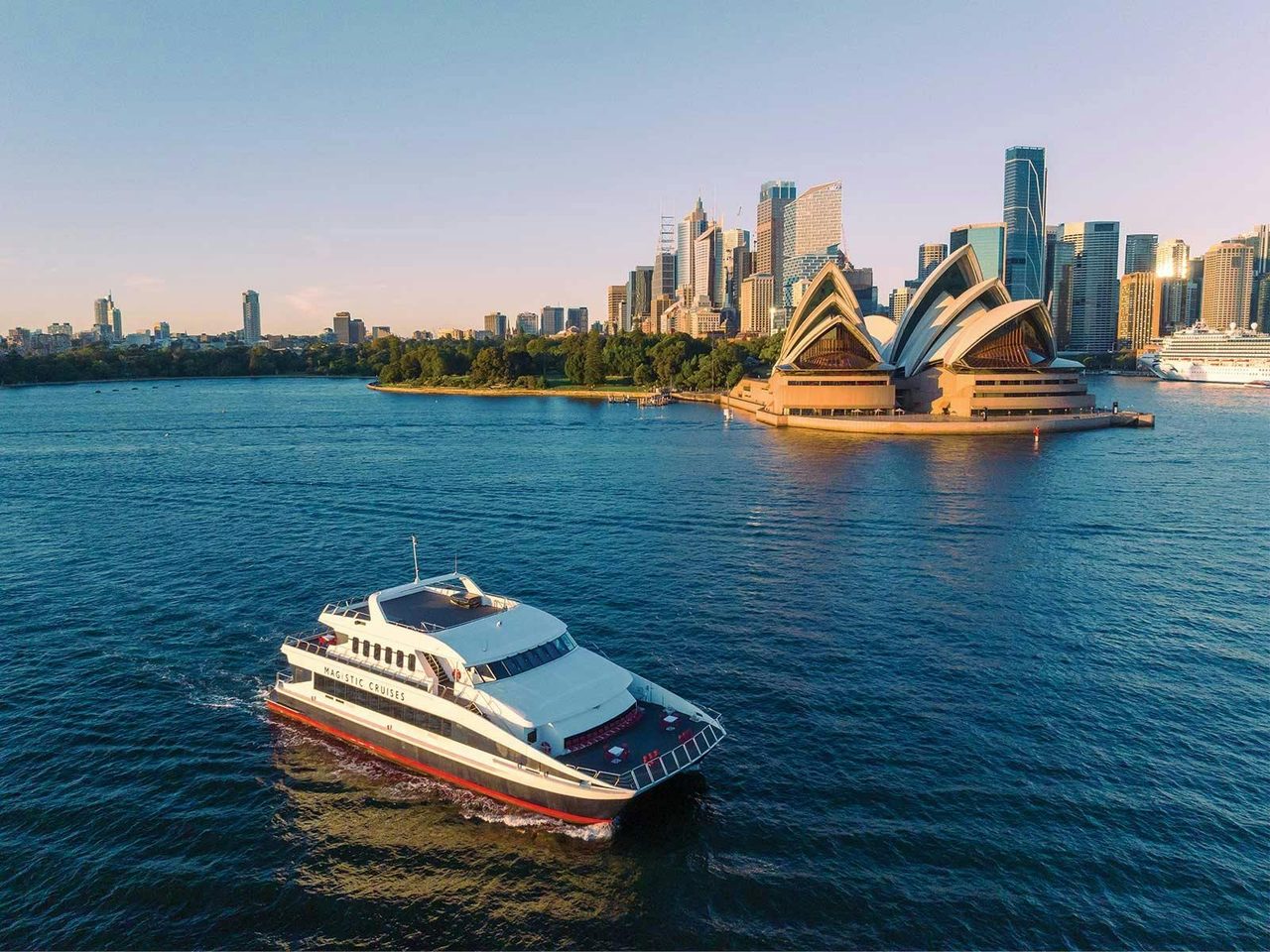 The luxury catamaran, 'Magistic Two' cruising Sydney Harbour