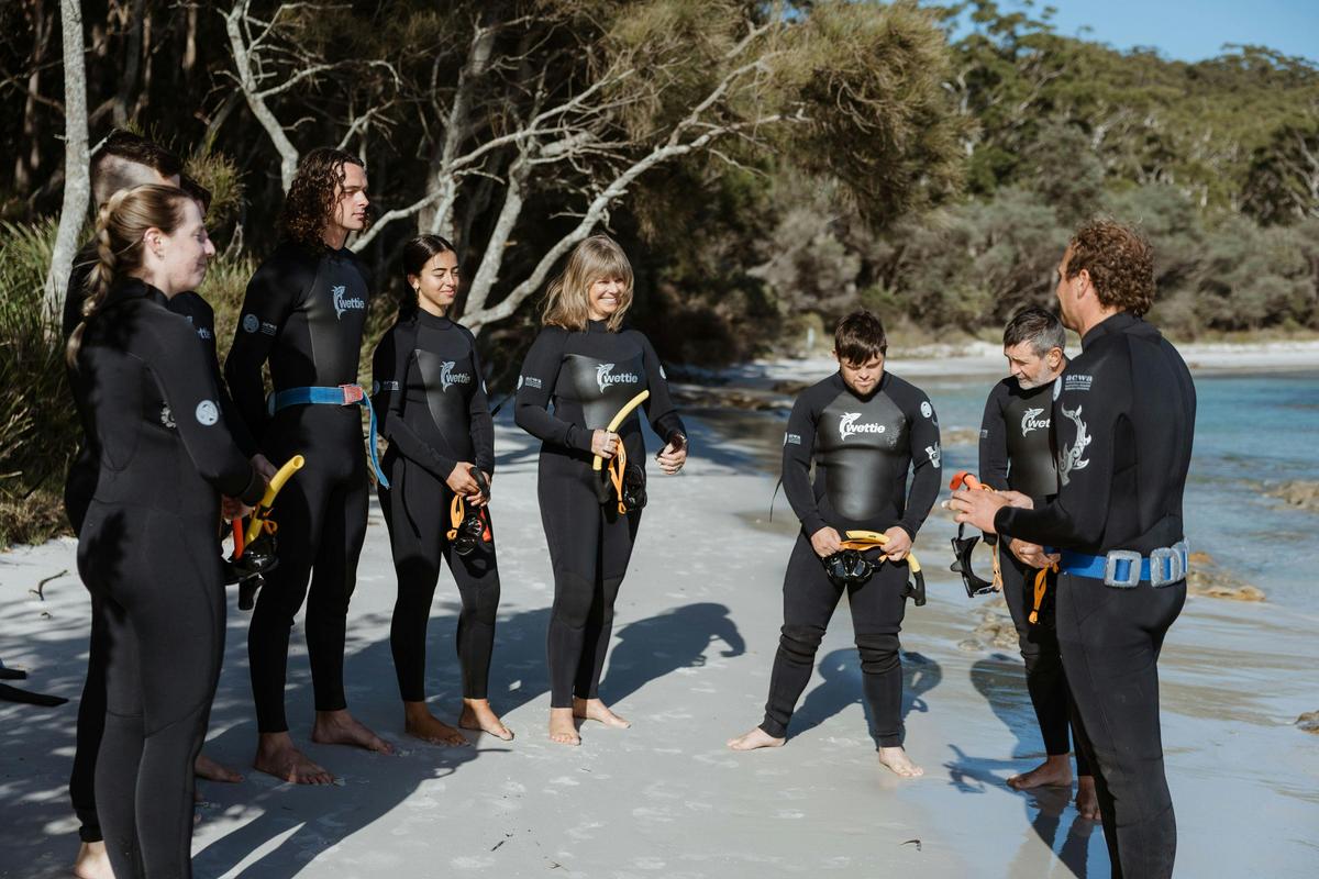 Snorkelling brief prior to a guided snorkelling tour with Australia's Coastal Wilderness Adventures